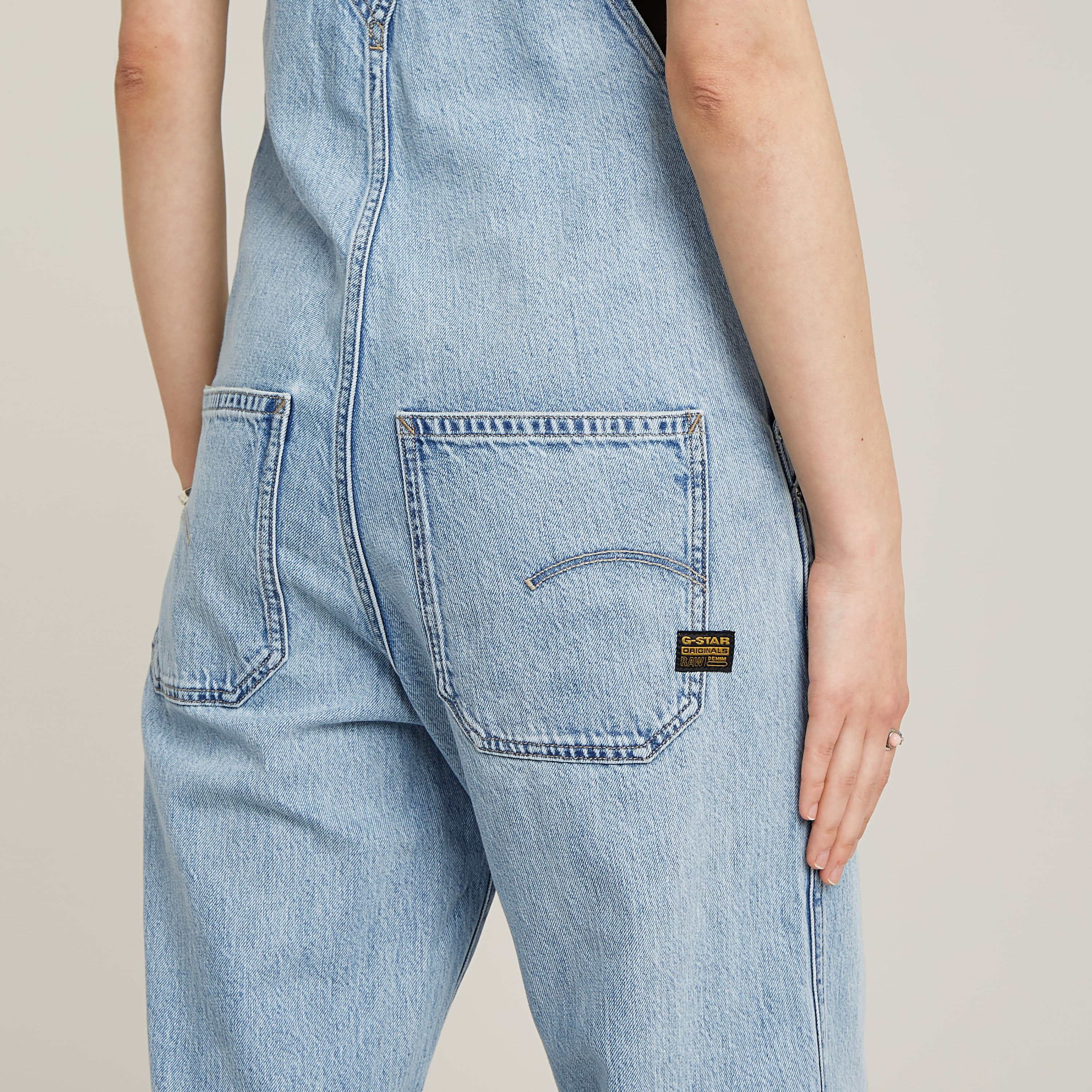 G-Star RAW Tuinbroek Straight Leg Dungaree met knopen aan de zijkanten