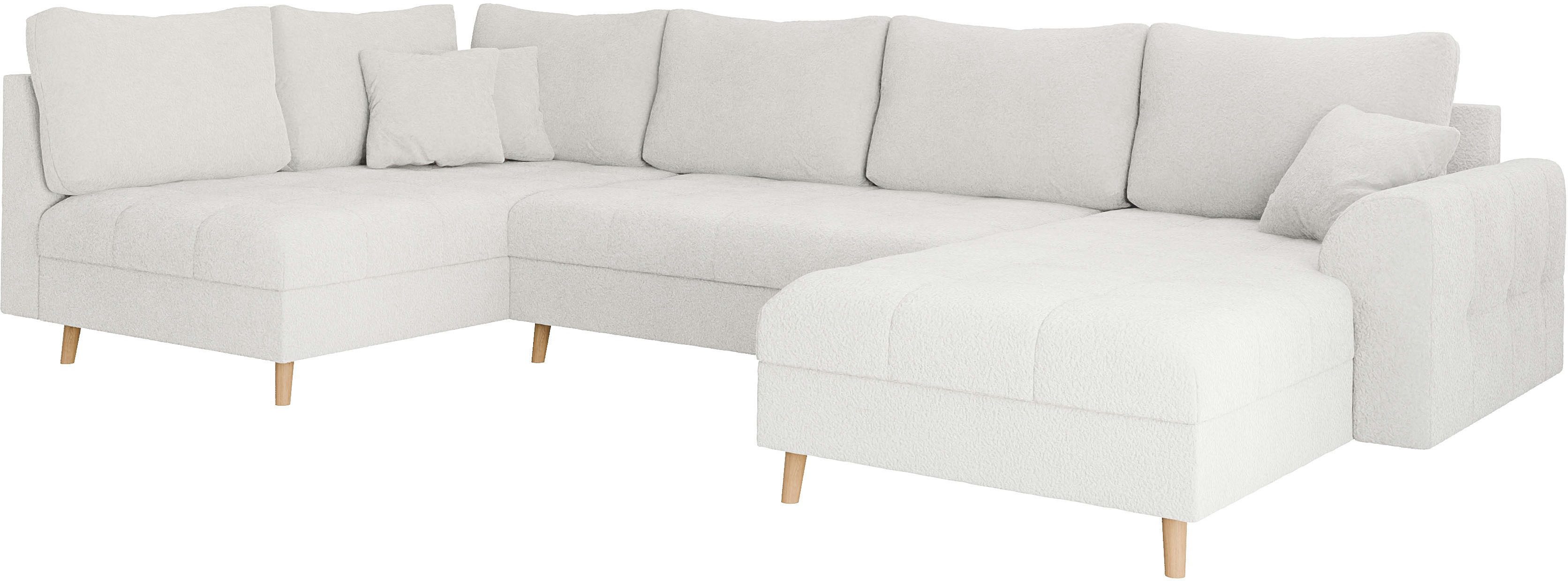 Home affaire Zithoek CHARRE U-vorm met ottomane, afmetingen B/D/H: 310/161/81 cm fijne stiksels, losse rug- en sierkussens, ook in cord en bouclé
