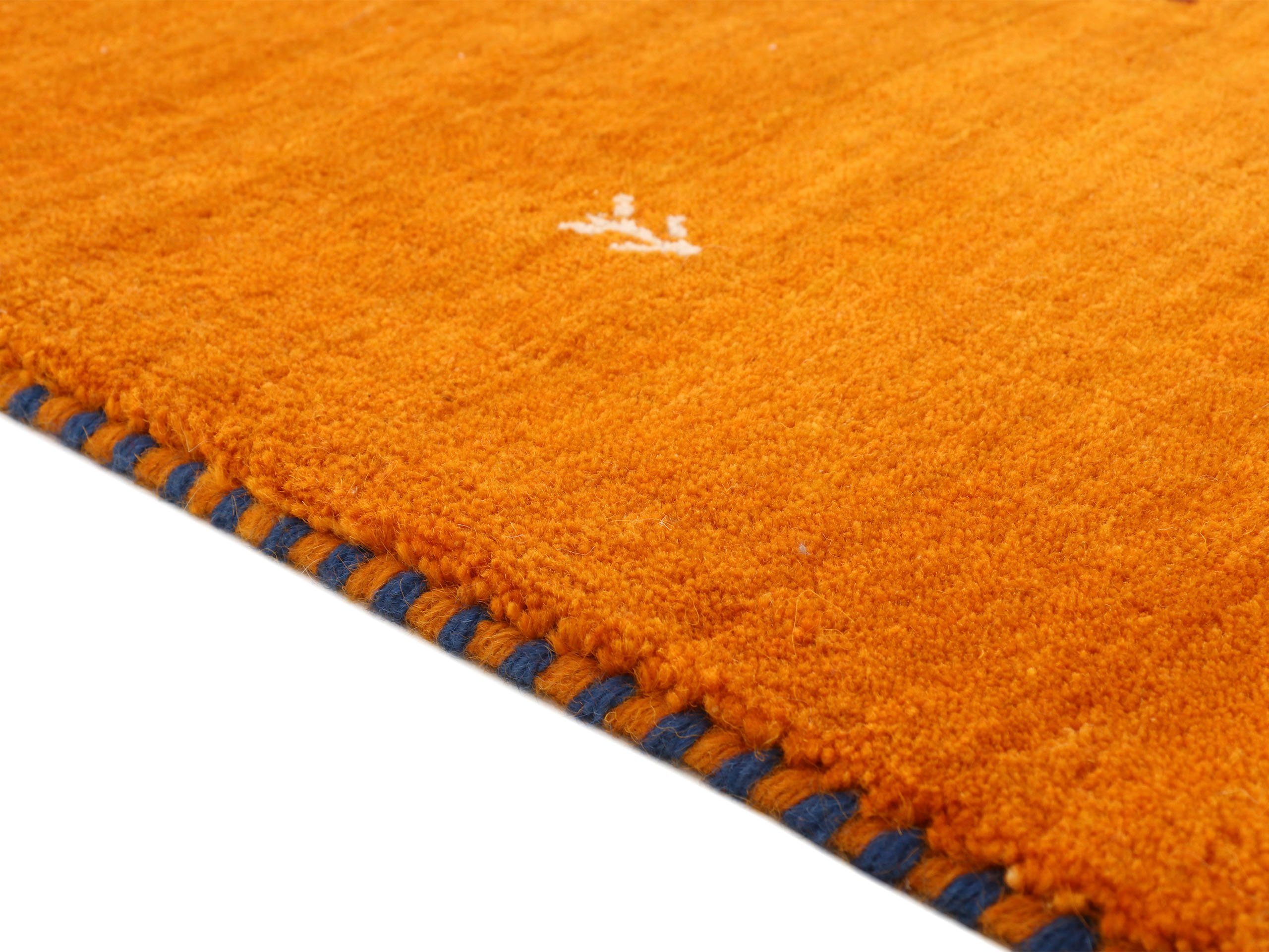 carpetfine Wollen kleed Gabbeh Uni, ook verkrijgbaar als loper en rond pure wol, handgeweven, gabbeh loom dierenmotief, grote kleurkeuze