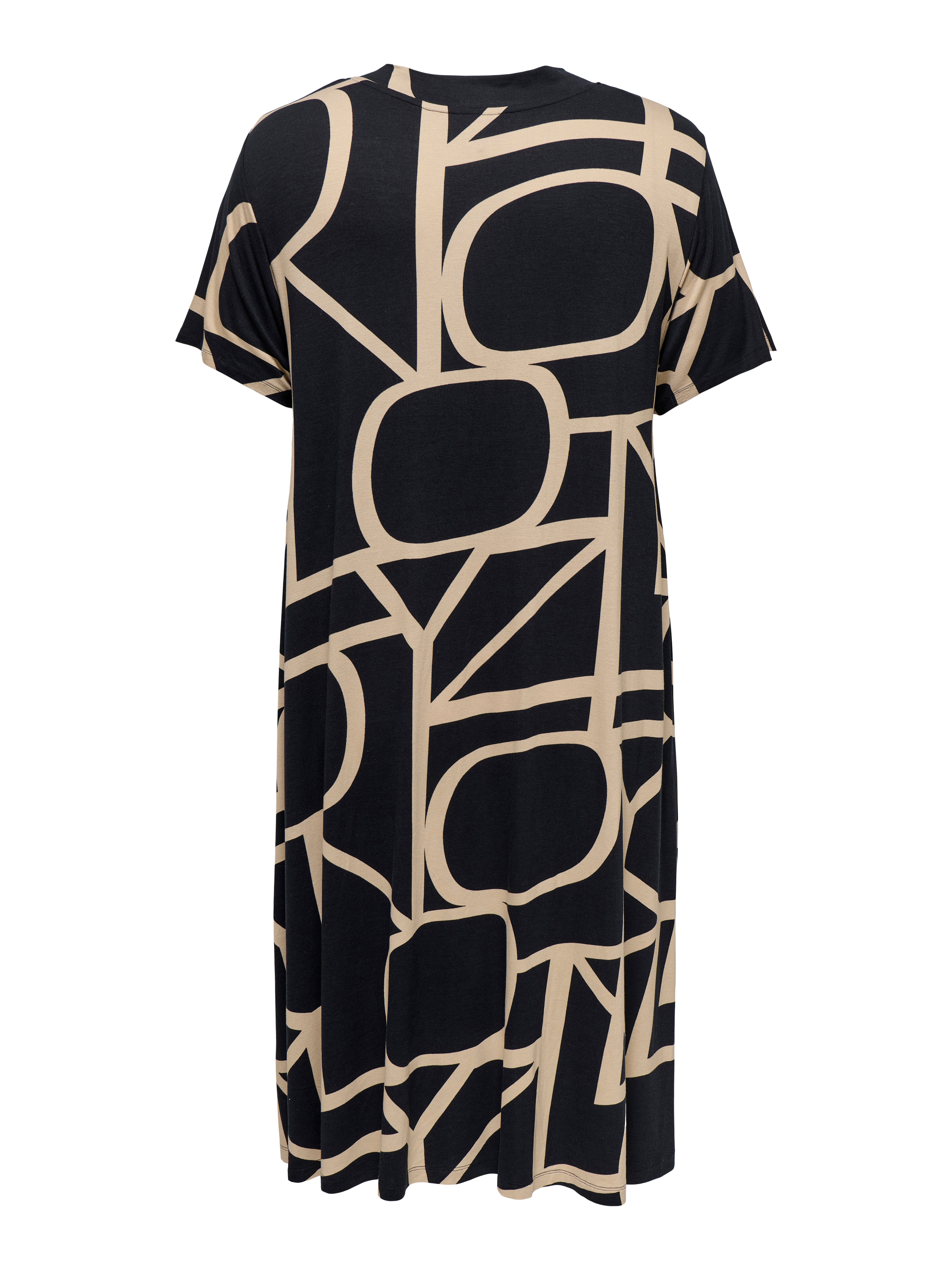 ONLY CARMAKOMA Shirtjurk CARFYRLA LIFE S/S V-NCK BLK AOP DRE NOOS