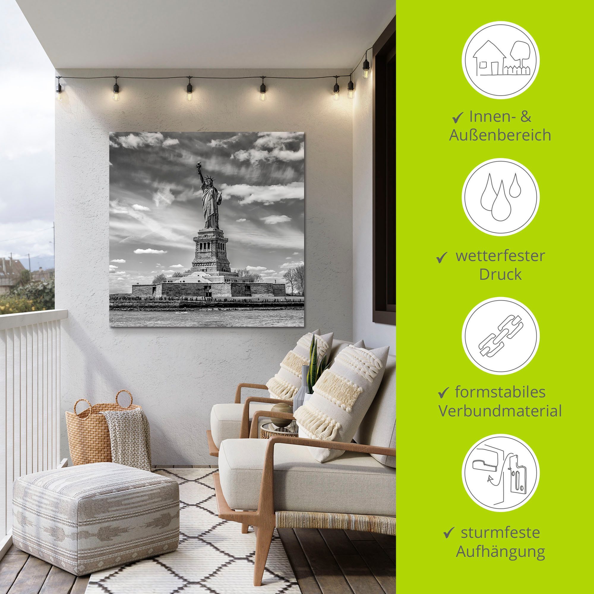 Artland Artprint New York City Vrijheidsbeeld als artprint van aluminium, artprint voor buiten, artprint op linnen, poster in verschillende maten. maten