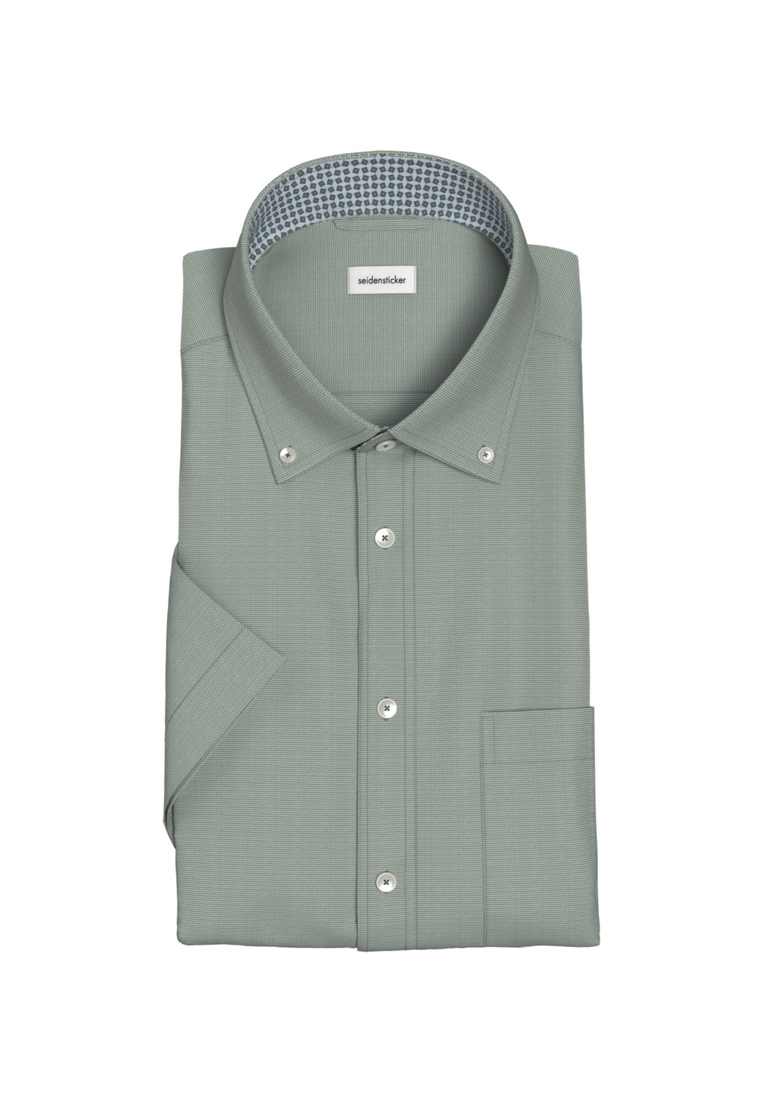 seidensticker Businessoverhemd Comfort korte mouw button-down kraag structuur