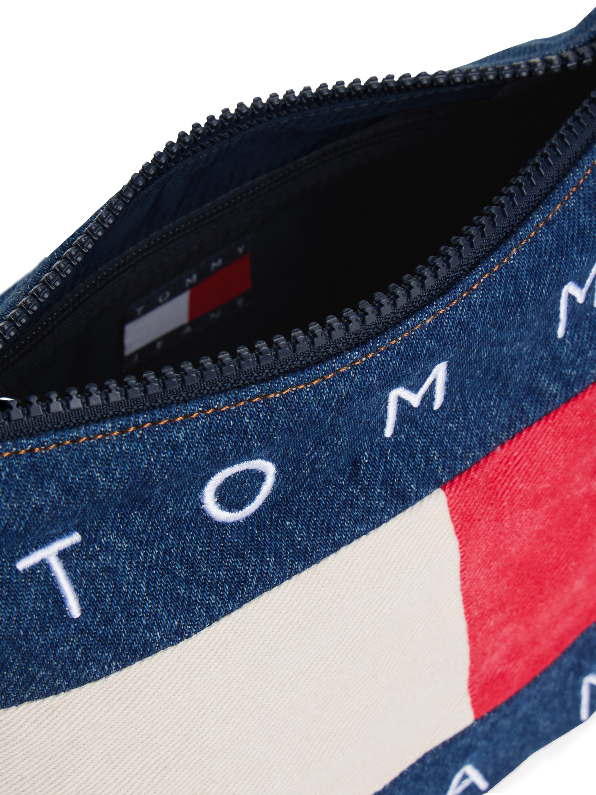TOMMY JEANS Schoudertas TJW ARCHIVE DENIM SHOULDER BAG , dames schoudertas, draagtas, contrasterende, grote logovlag