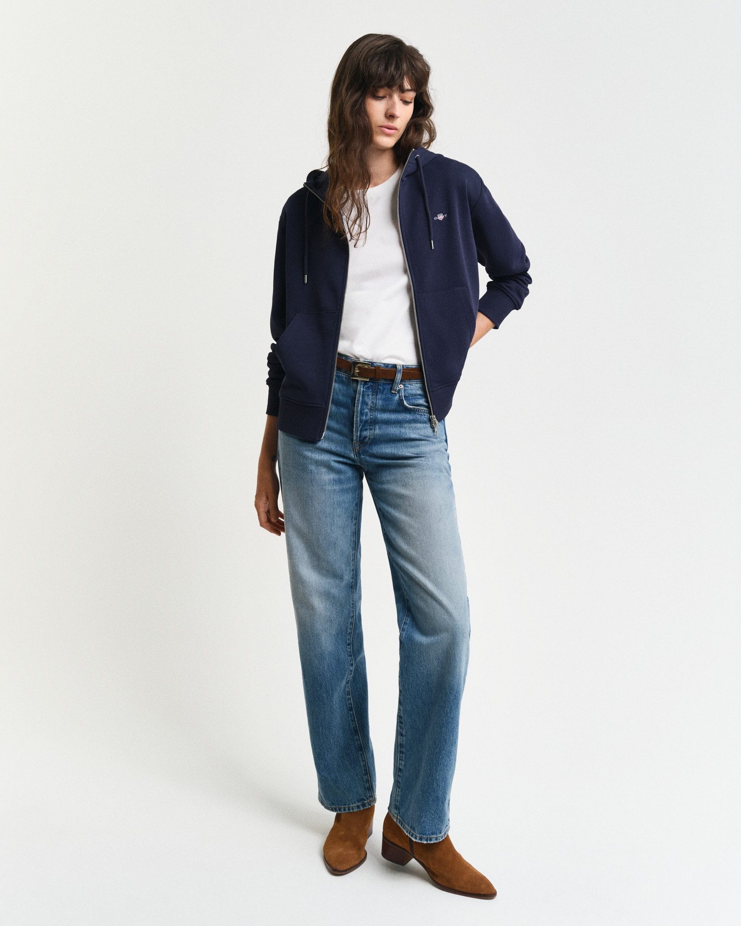 Gant Capuchonsweatvest SHIELD ZIP HOODIE Grafische GANT-borduursel op de borst