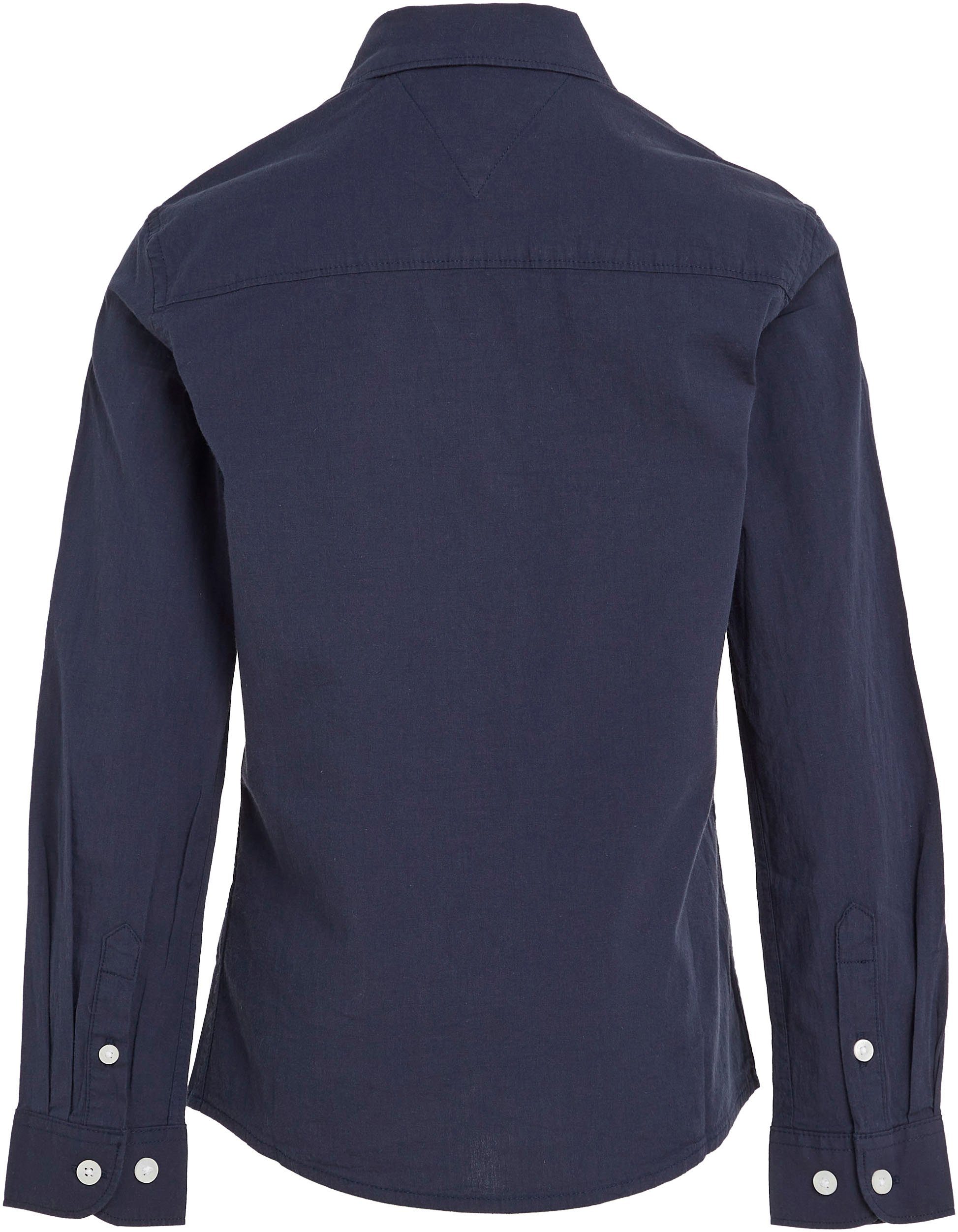 Tommy Hilfiger Overhemd met lange mouwen SOLID STRETCH POPLIN SHIRT L/S Kinderen Kids Junior MiniMe, voor jongens