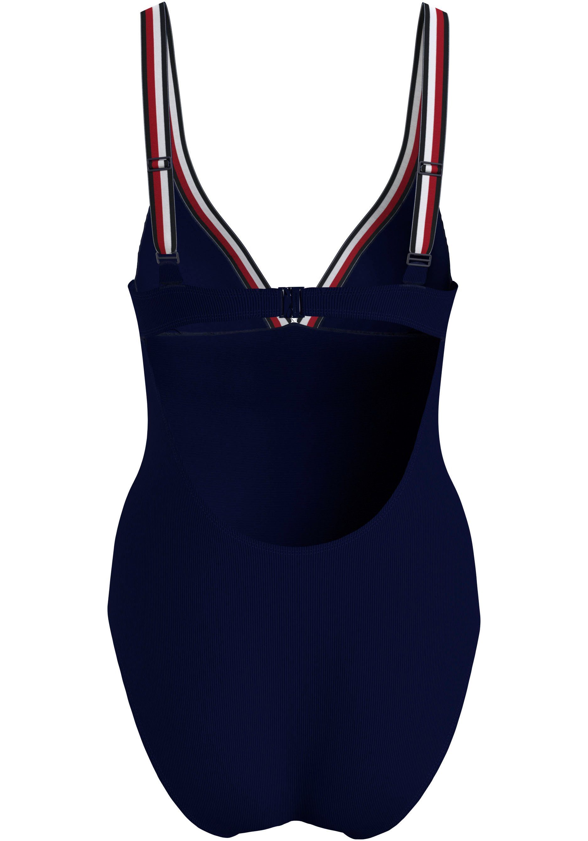 Tommy Hilfiger Swimwear Badpak TRIANGLE ONE PIECE RP met contrastkleurige randen