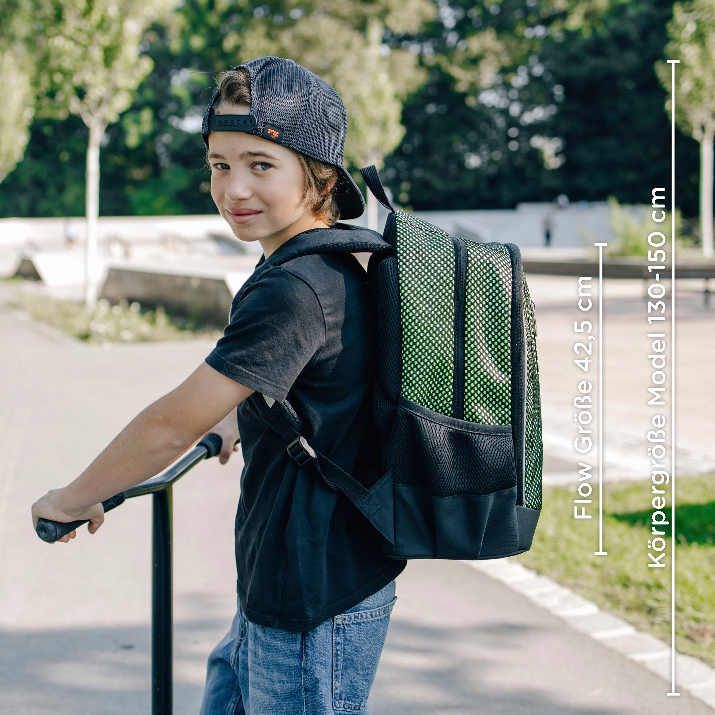 neoxx Schoolrugzak Flow, All about Neon gedeeltelijk van gerecycled materiaal