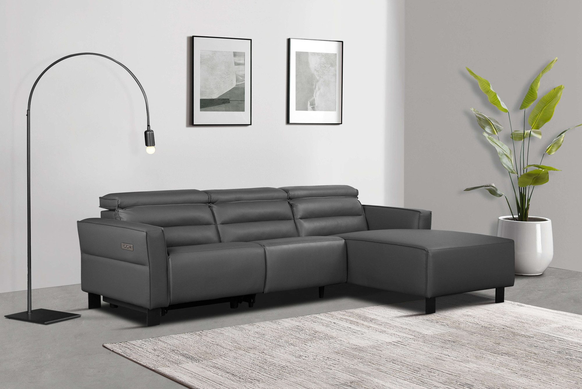 Places of Style Hoekbank Carpari, L-vorm, 263 cm, handmatige of elektrische relaxfunctie