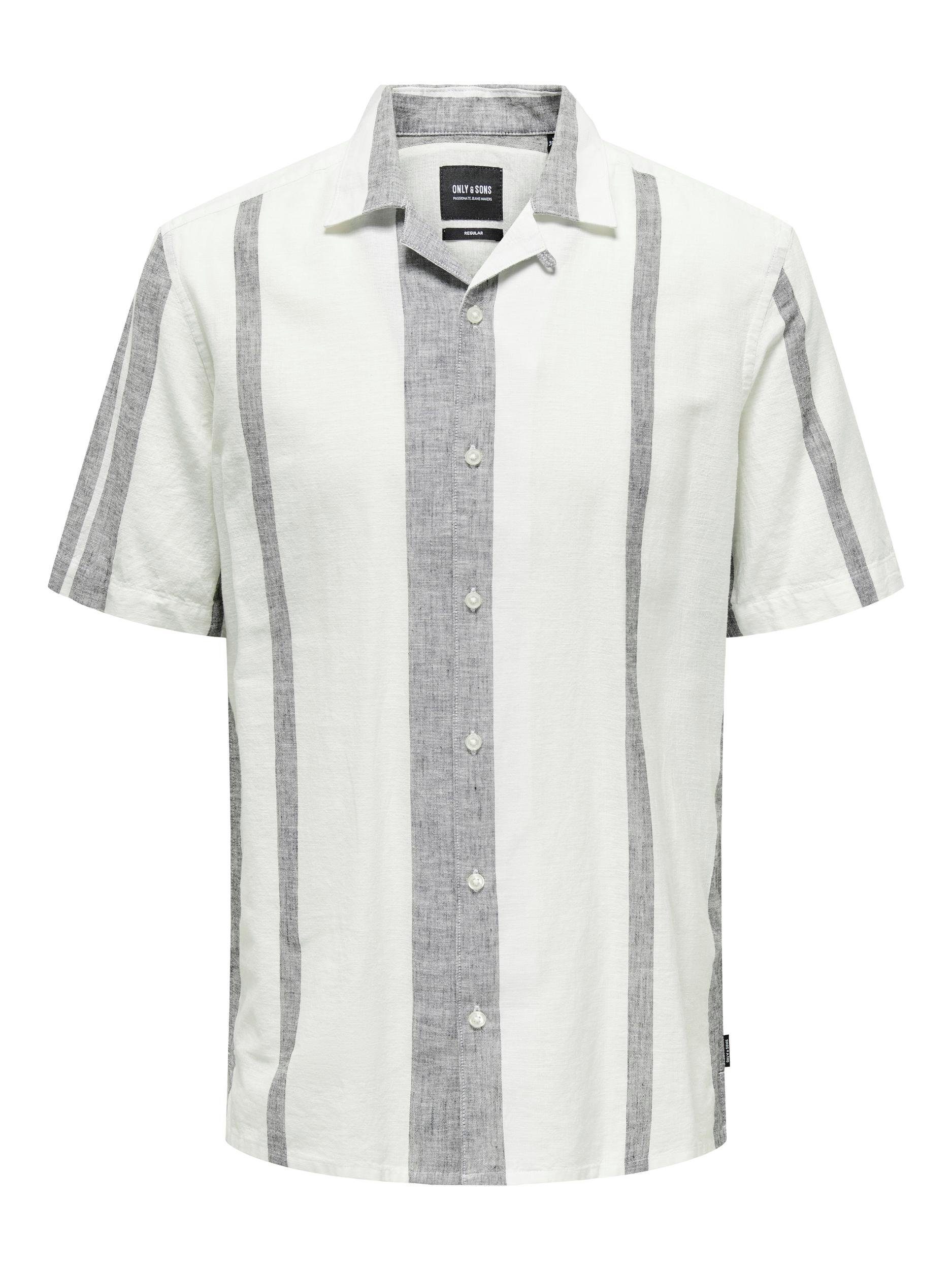 ONLY & SONS Overhemd met korte mouwen ONSCAIDEN SS STRIPE LINEN RESORT NOOS