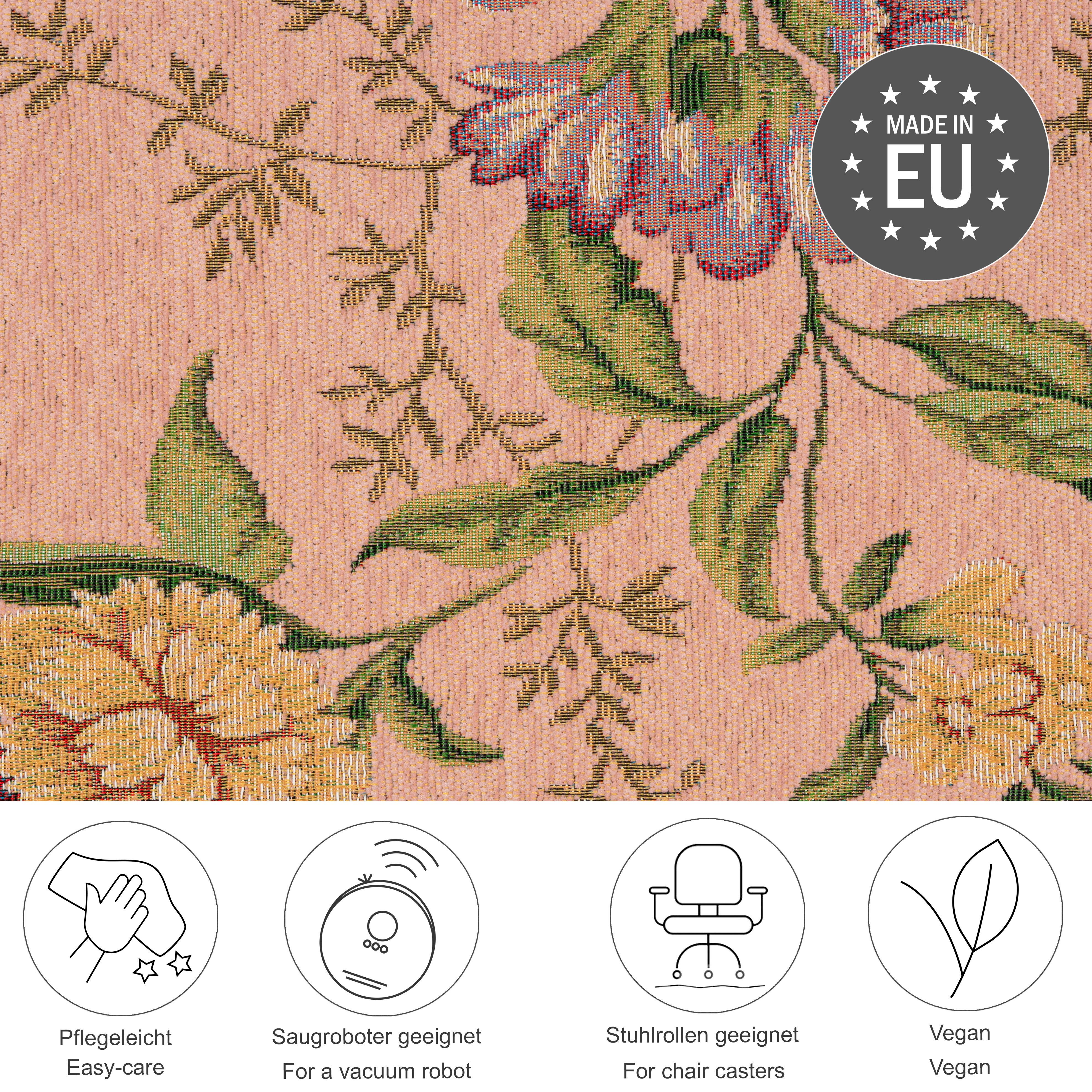 THEKO Vloerkleed Flomi Sagrini Platweefsel, pastelkleuren, bloemendessin