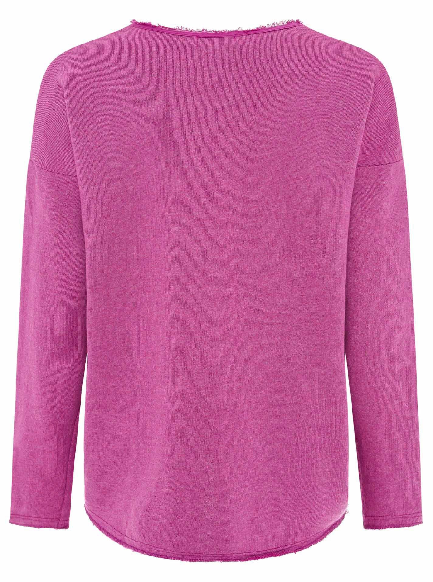 Zwillingsherz Sweatshirt "Positive Mind" met v-halslijn in used look en stempelprint