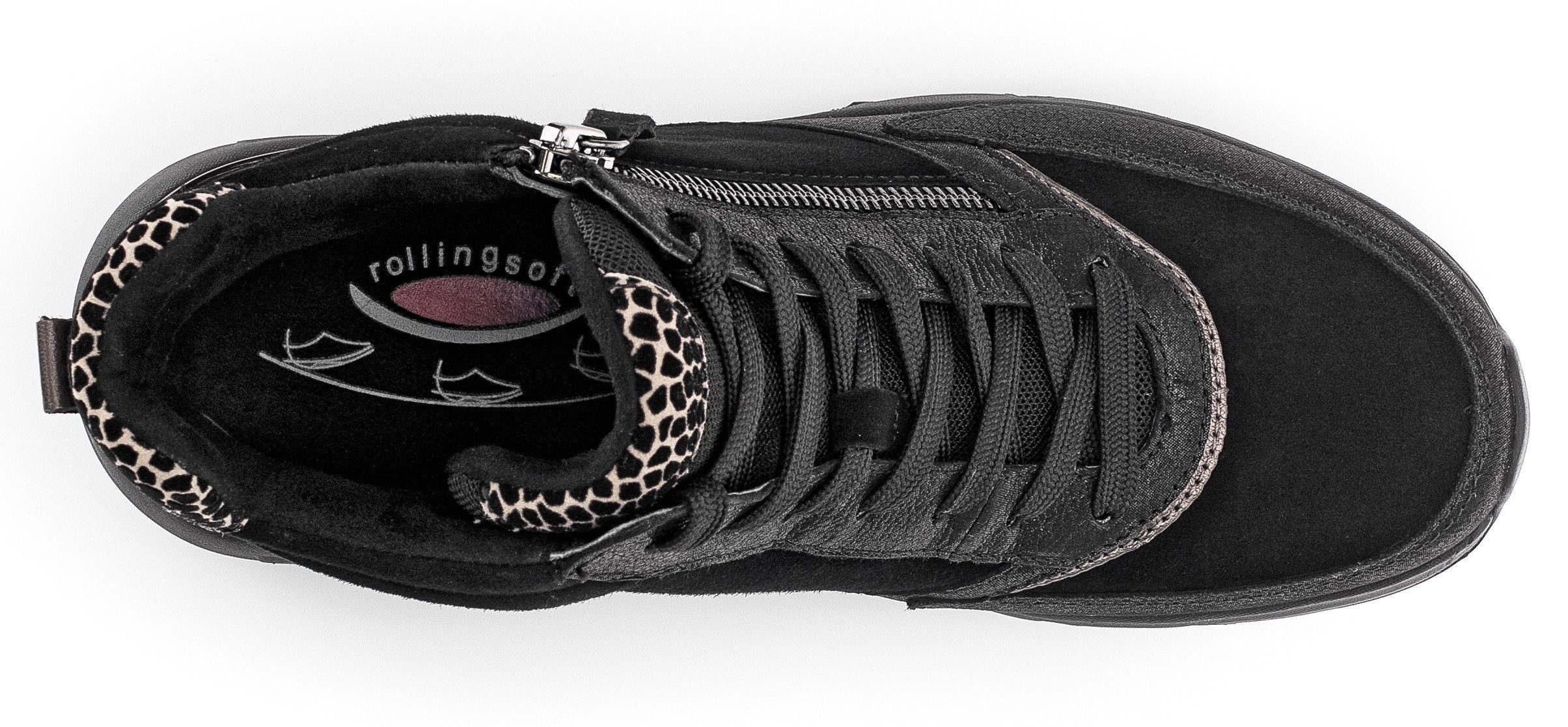 Gabor Rollingsoft Sneakers met sleehak , vrijetijdsschoen, veterschoen, veterschoenen met uitneembare binnenzool