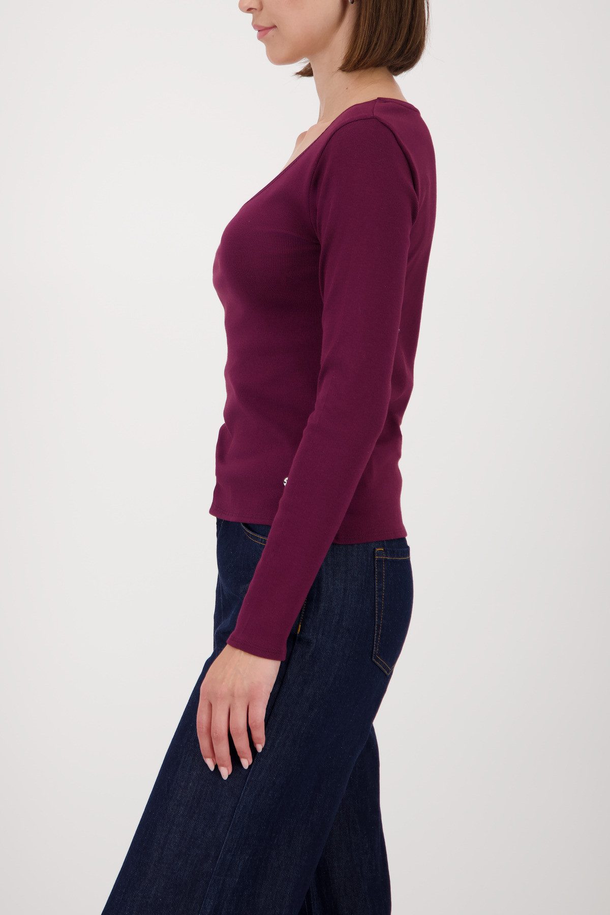 Monari Shirt met lange mouwen Shirt Rib Sieraden Met wijde ronde hals