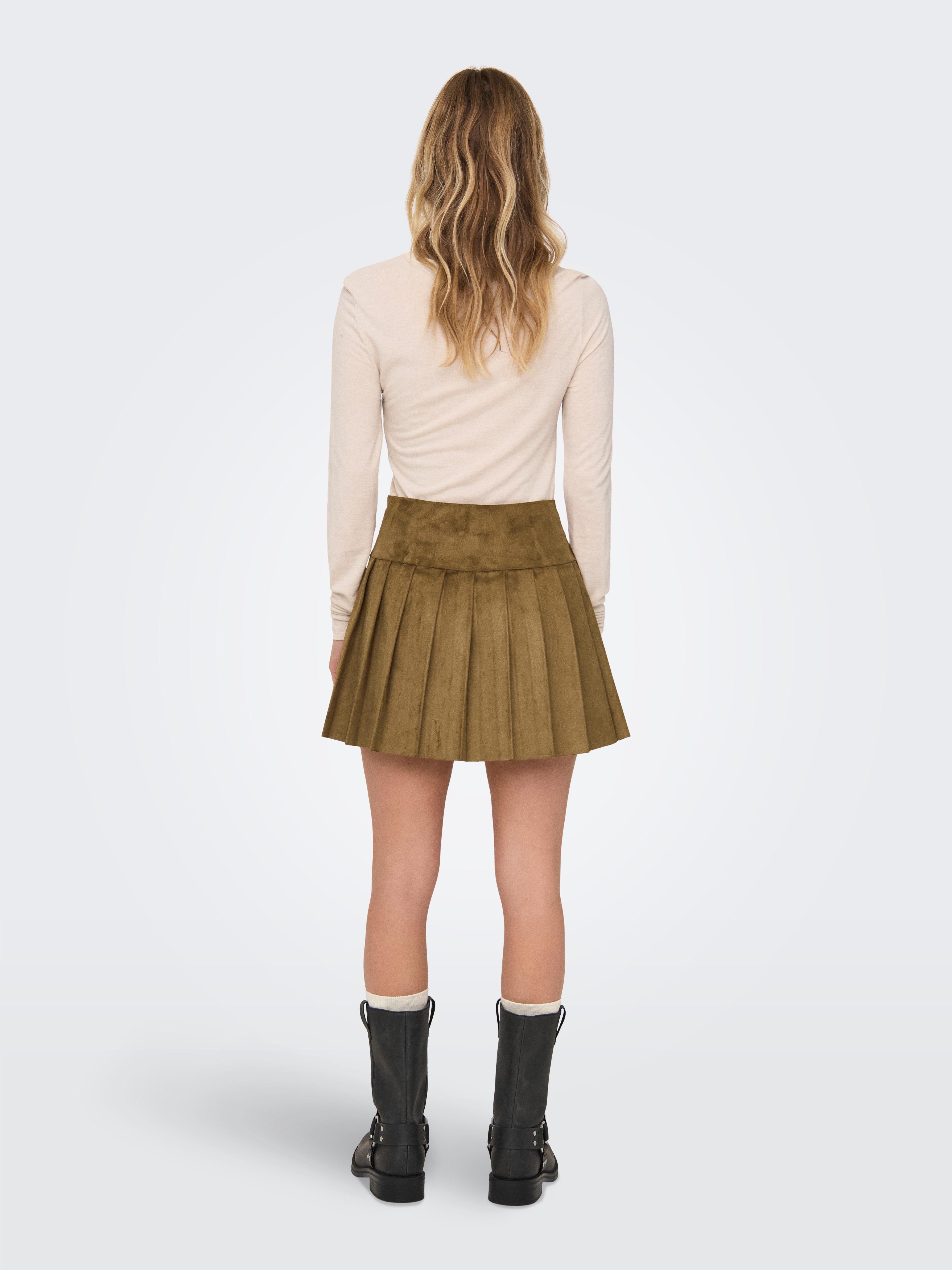 Only Minirok ONLTULIP FAUX SUEDE PLEAT SKIRT OTW
