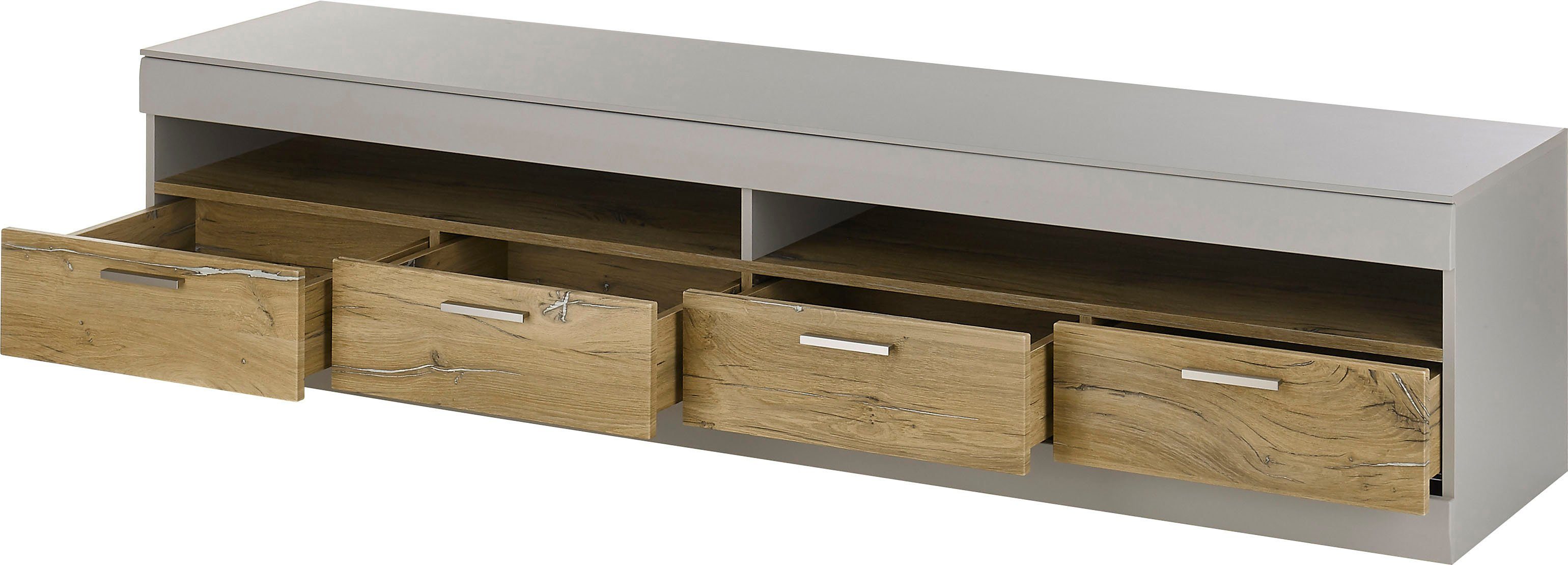 INOSIGN Tv-meubel SCARA met applicatie tineiken decor, breedte 200 cm, met soft-closefunctie