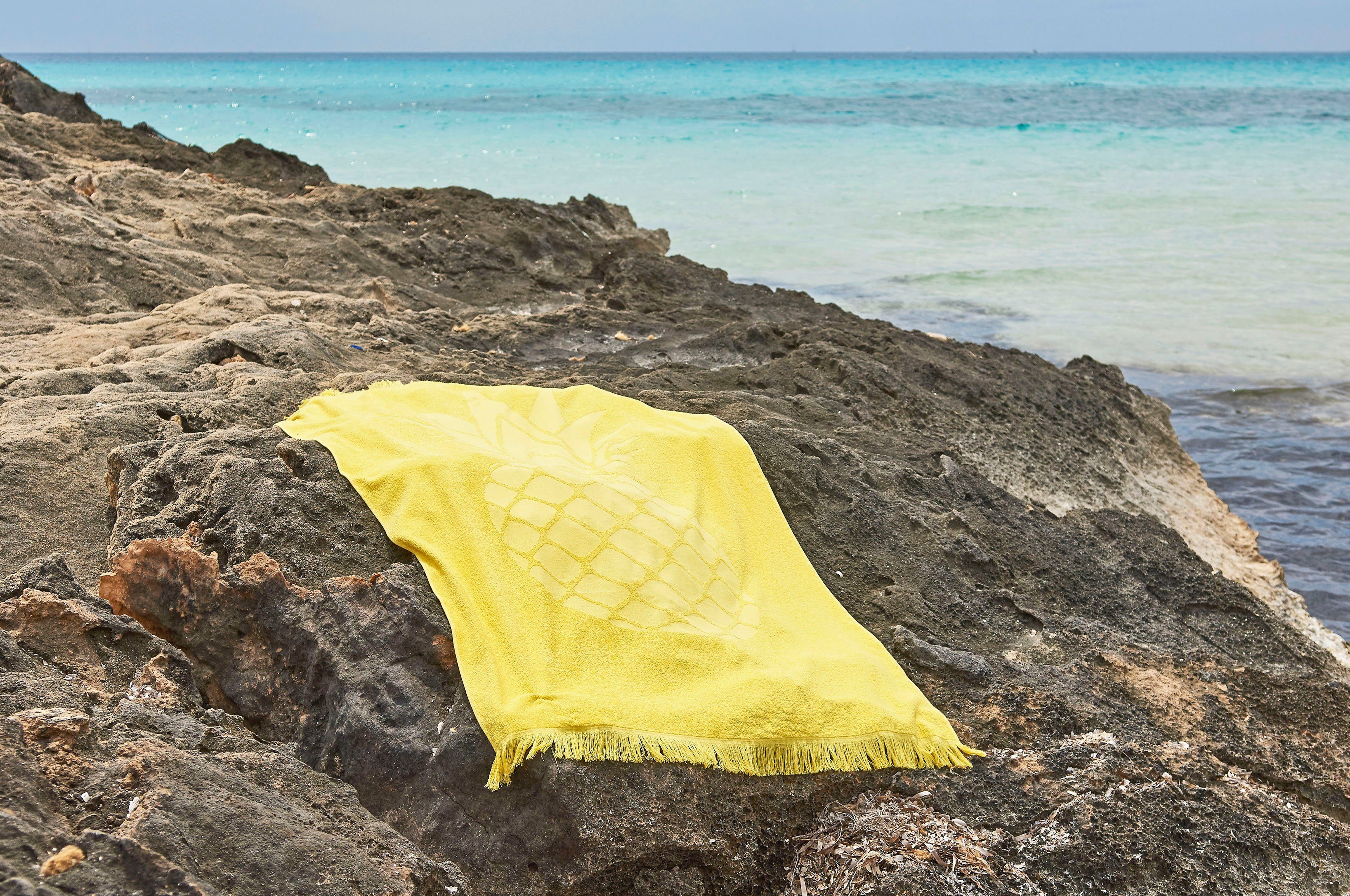 done.® Hamam-baddoeken Pineapple absorberende badstof-binnenkant, ideaal als sauna- of strandlaken (1 stuk)