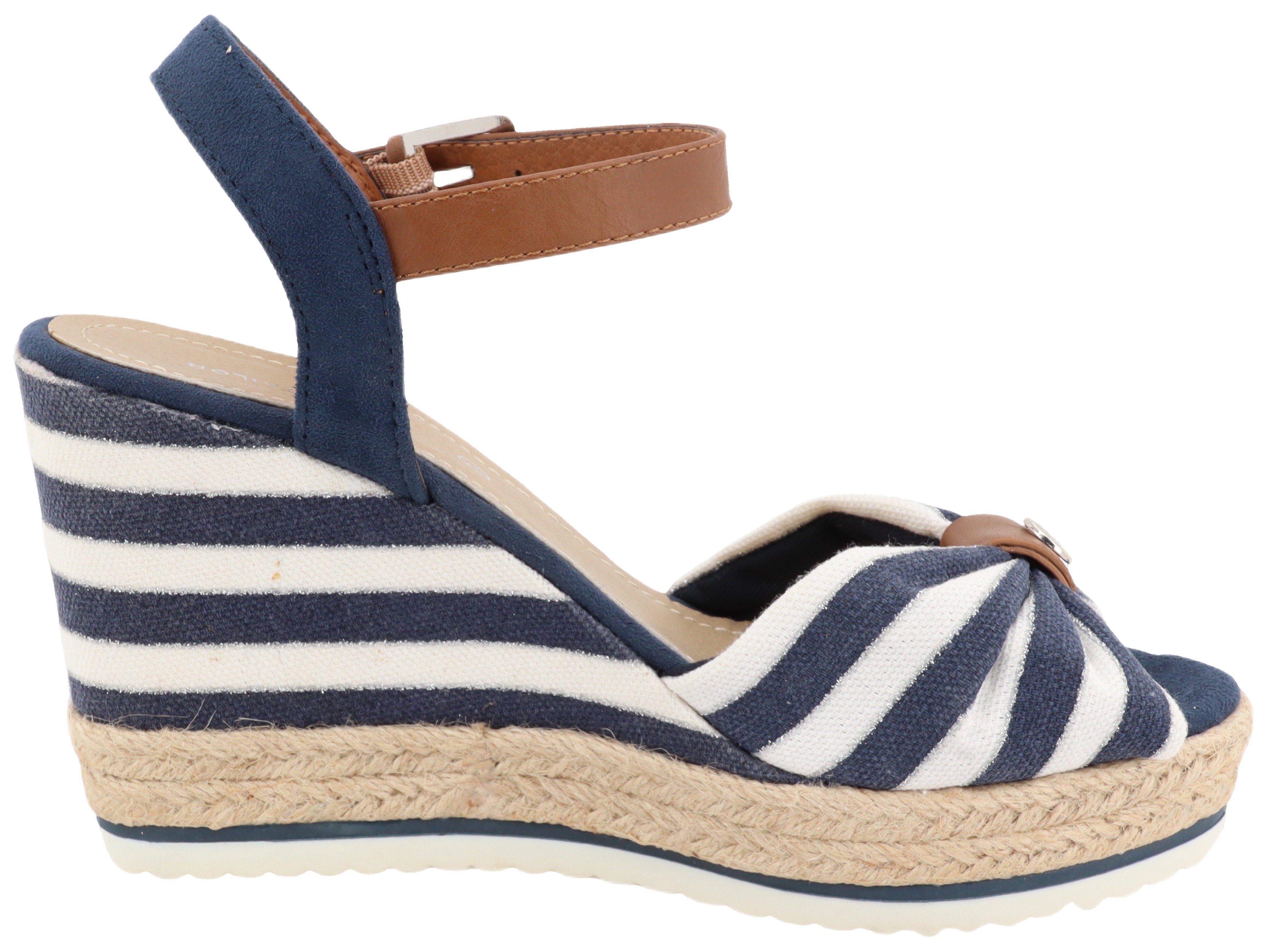 Tom Tailor Highheel sandaaltjes Valeria , zomerschoen, sandaal, sleehak, in streep-look