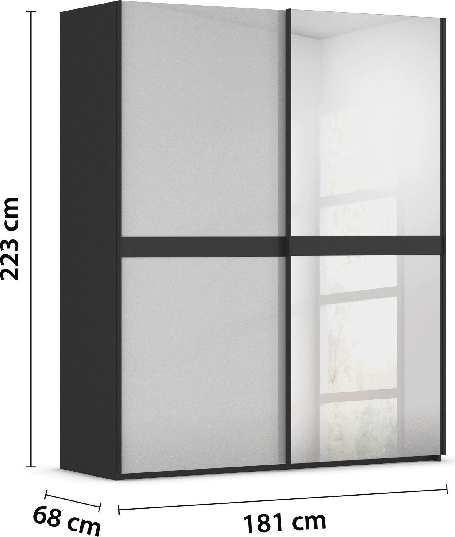 rauch Schuifdeurkast Kledingkast kast garderobe slaapkamerkast SCALE-LINE edel uiterlijk met buikband met glas/spiegel-front made in germany