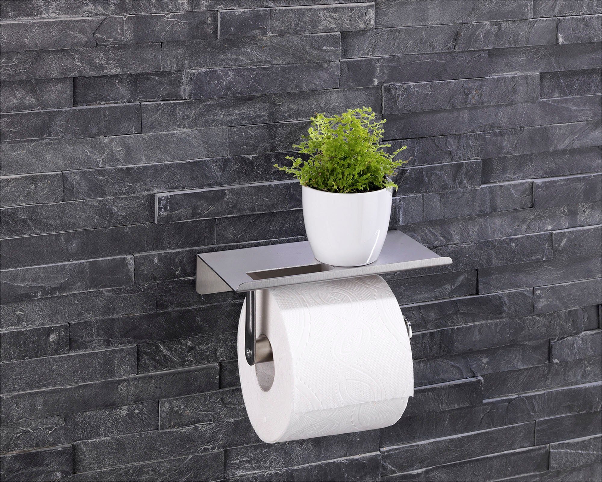 Maximex Toiletrolhouder Rollenhouder Edelstaal, 18 x 7,5 x 9,5 cm