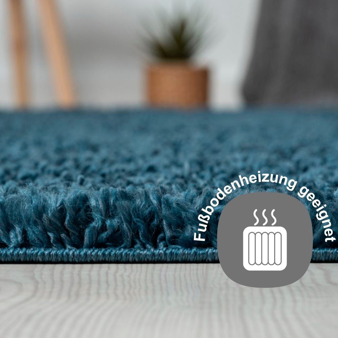 my home Set slaapkamerkleedjes met hoge pool Banji Uni-kleuren, zacht en fluffy, ook als loper en in rond verkrijgbaar