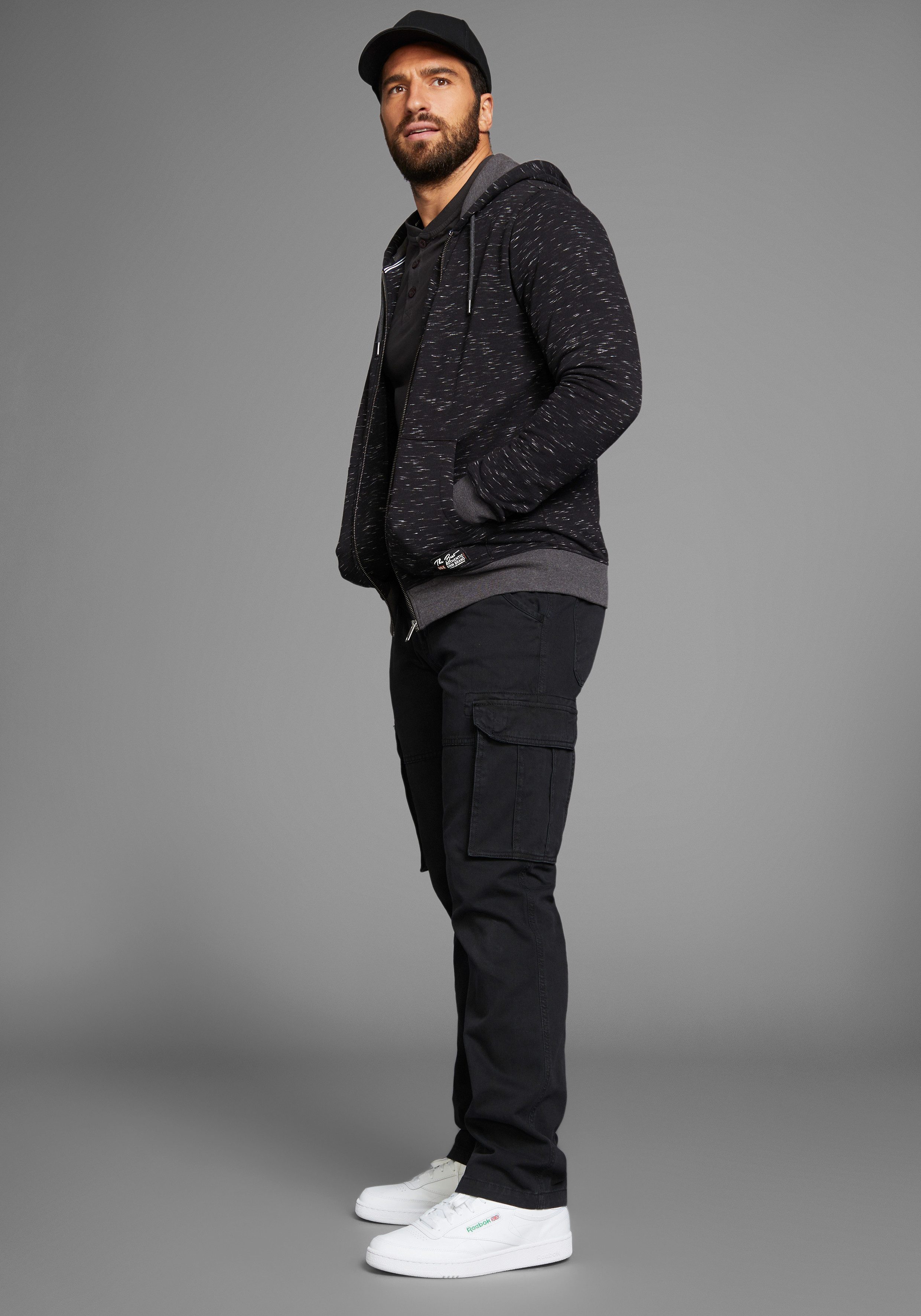Man's World Capuchonsweatvest met logo op borsthoogte nieuwe collectie