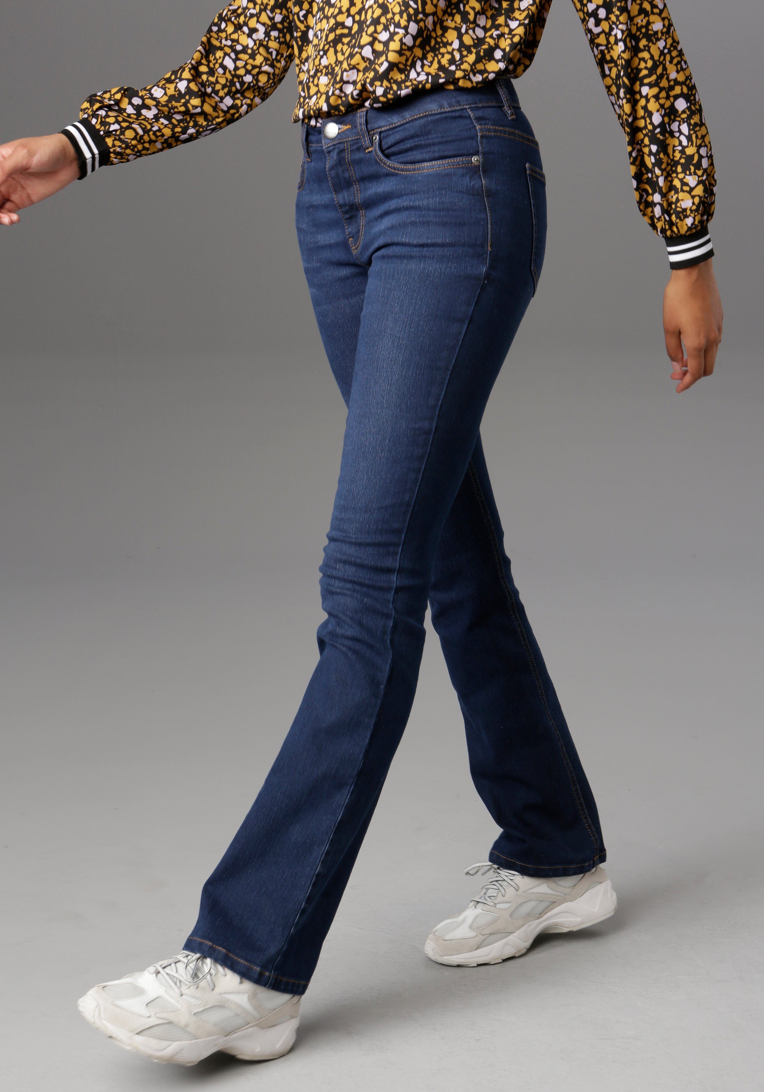 Capri jeans VENUS CROP met stretch en dubbel knoop band OTTO Dames Kleding Broeken & Jeans Jeans Cropped Jeans 