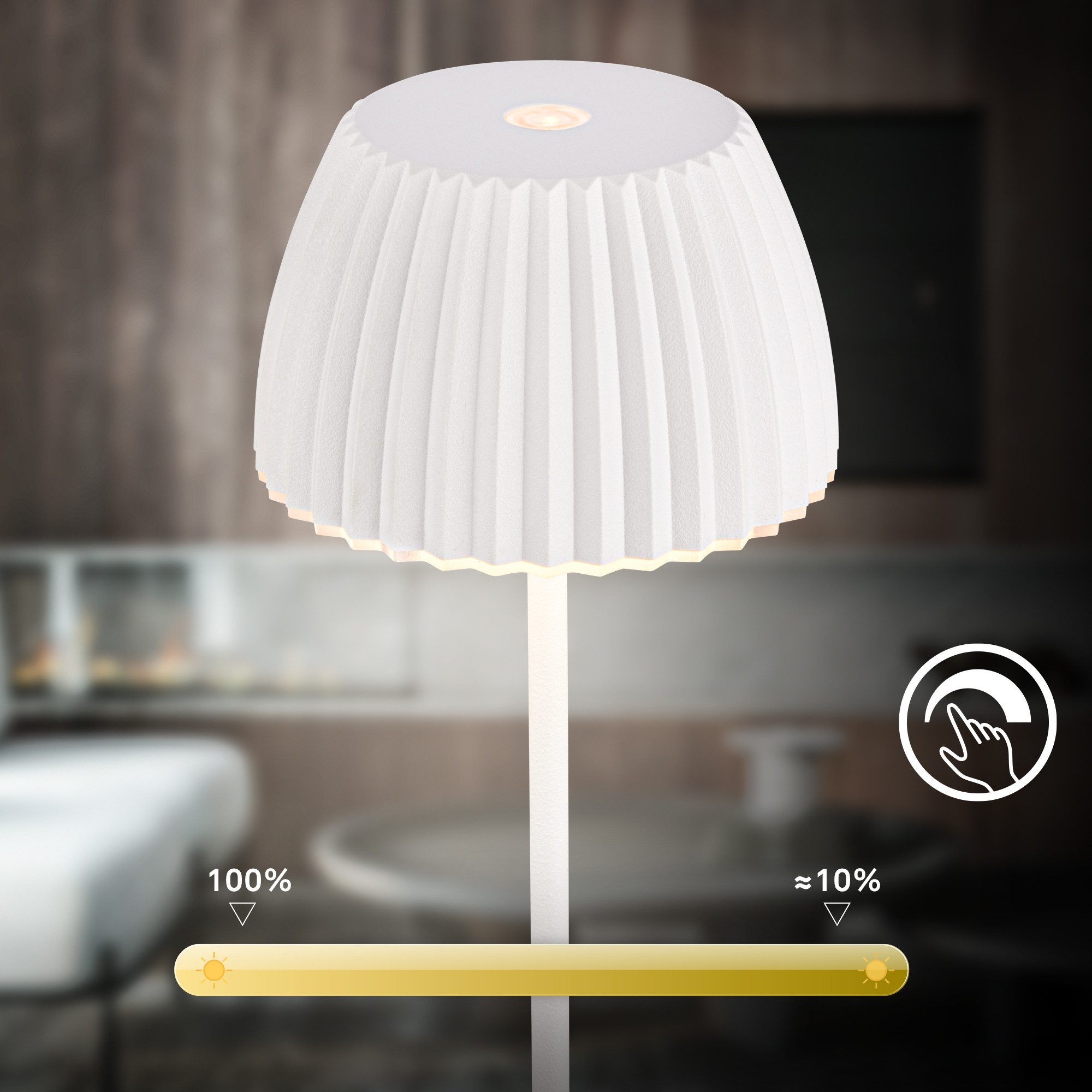 Briloner Leuchten Led-tafellamp Akku LED Tischleuchte, mini, weiß