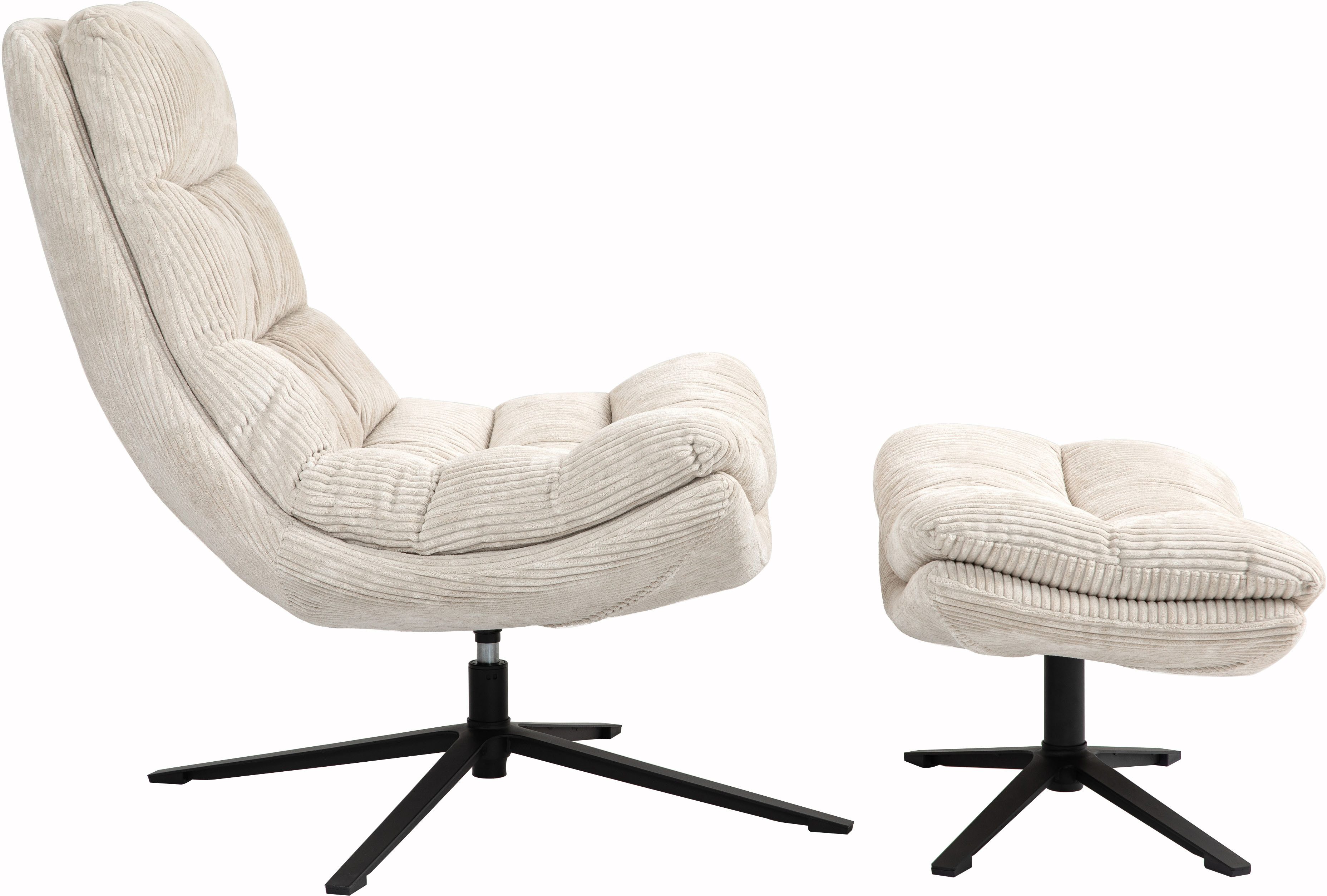 Duo Collection Relaxfauteuil PORTO 360° draaibaar, dubbele bekleding, met poef, tot 115 kg belastbaar