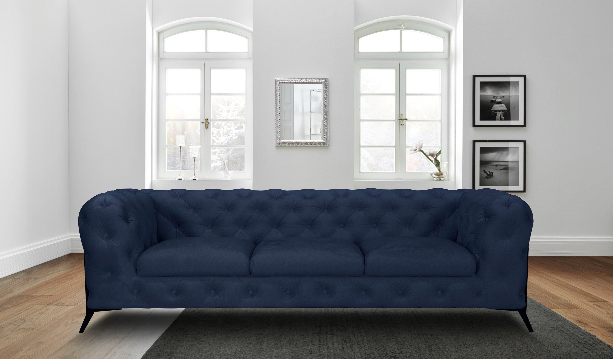Leonique Chesterfield-bank Amaury luxueuze capitonnage, moderne chesterfield look, kleur van de poten ter keuze
