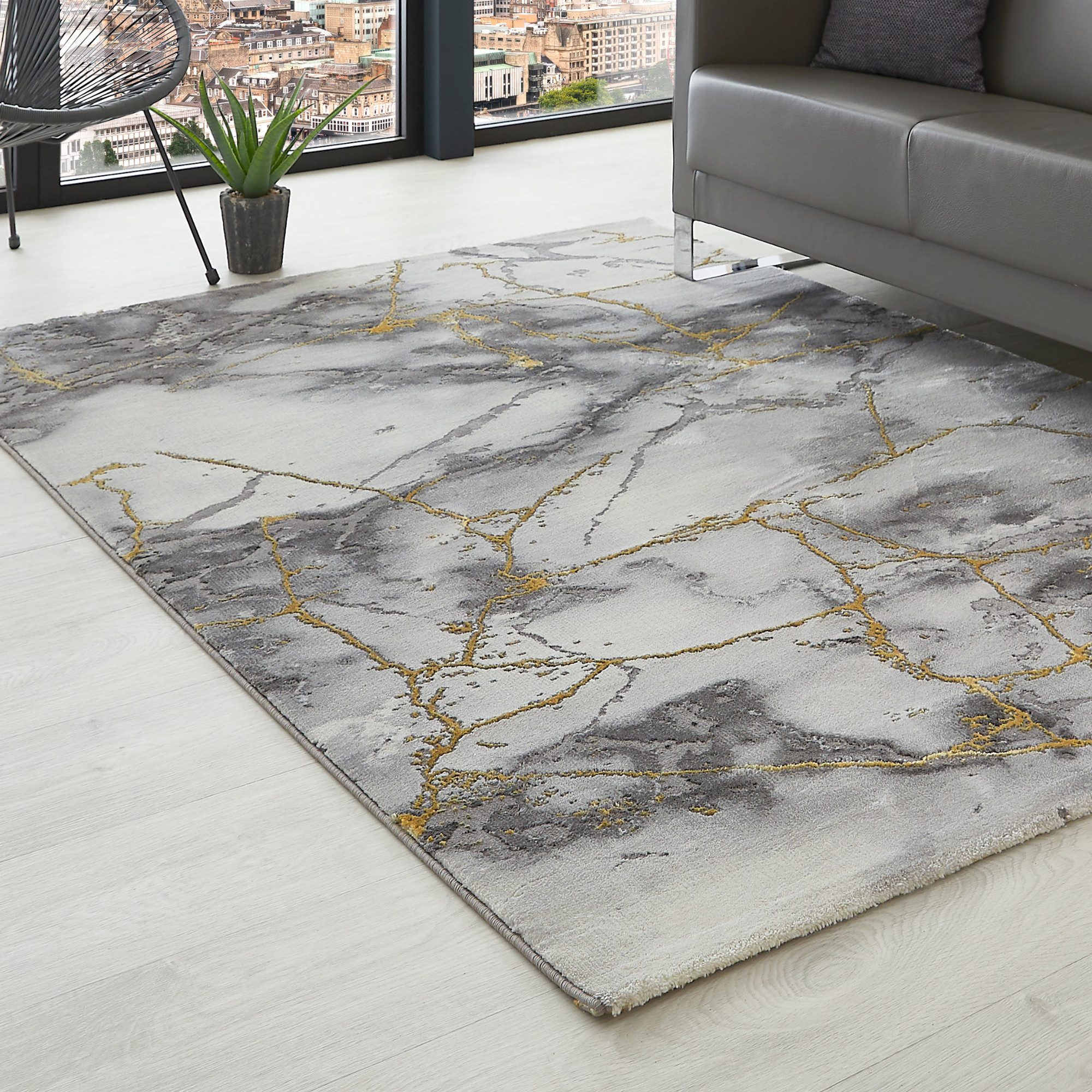 LUXOR living Vloerkleed Phoenix modern marmerontwerp, hoog-laag effect, zijde-look, woonkamer