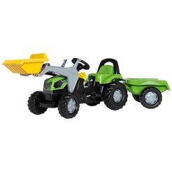 rolly toys trapauto deutz 5115 g tractor met trailer en lader groen