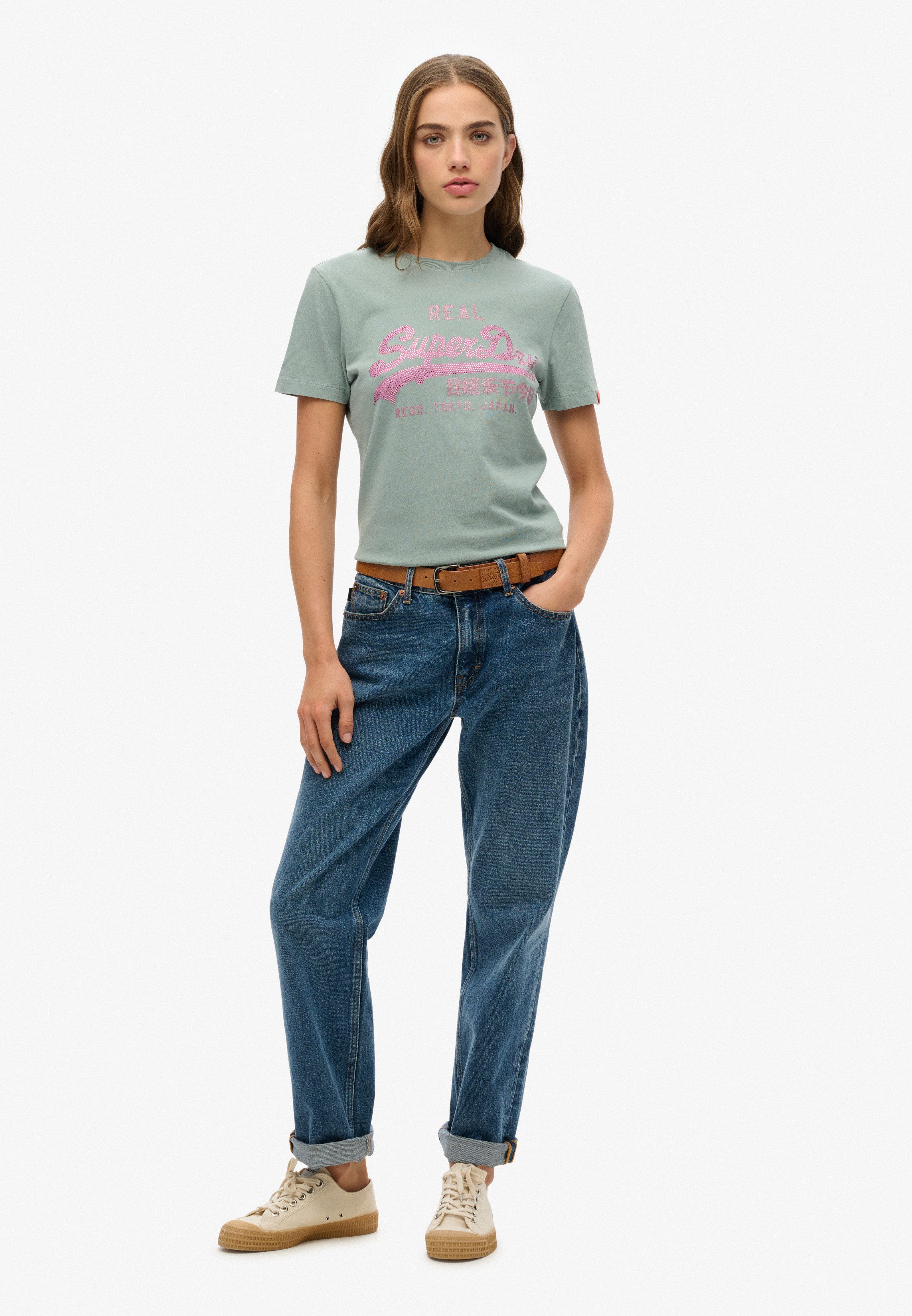 Superdry Shirt met korte mouwen VL RHINESTONE SLIM TEE