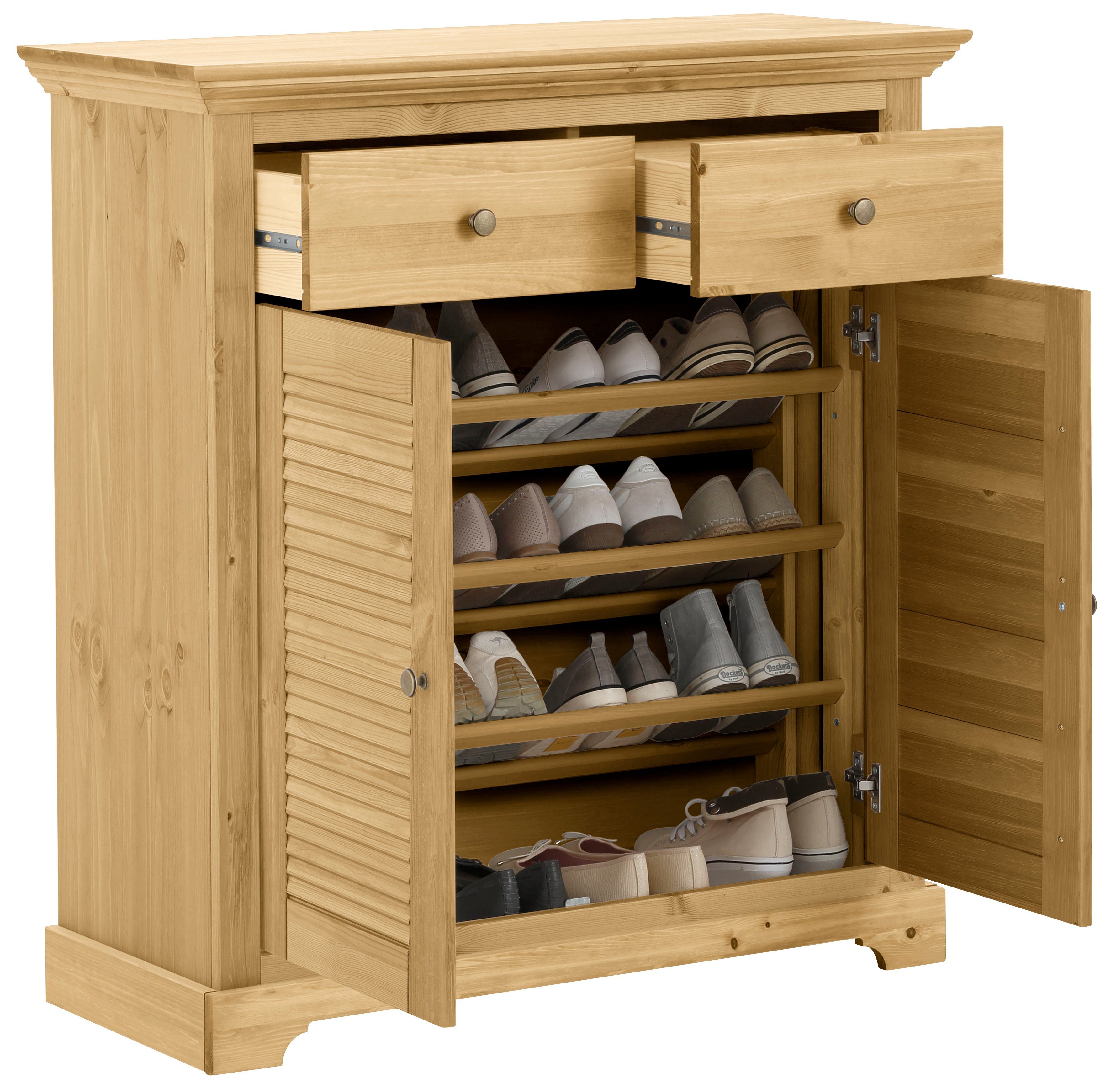 Home affaire Schoenenkast Ayanna commode voor ongeveer 9 paar schoenen Schoenkast van massief dennenhout, FSC®, breedte 94 cm