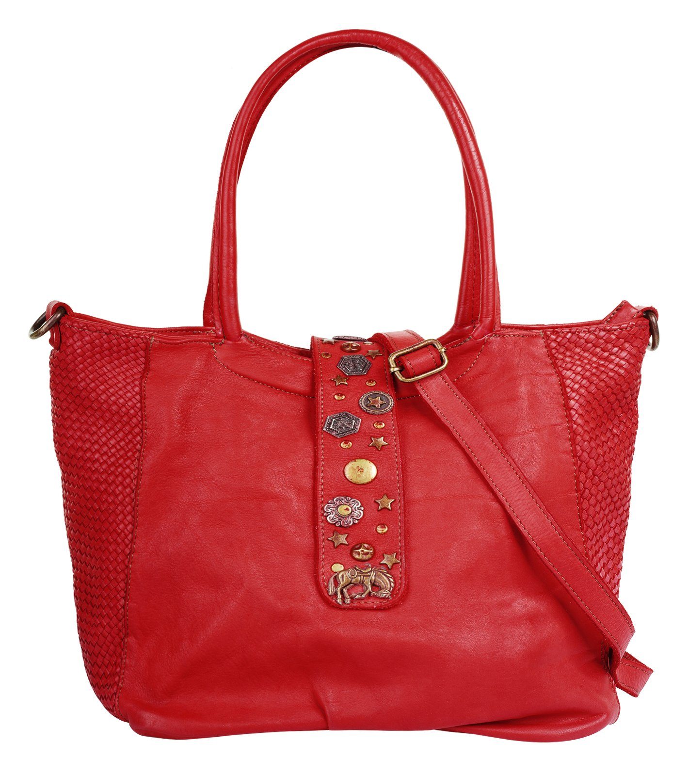 Forty Degrees Tas echt leer, made in italy dames tassen rood