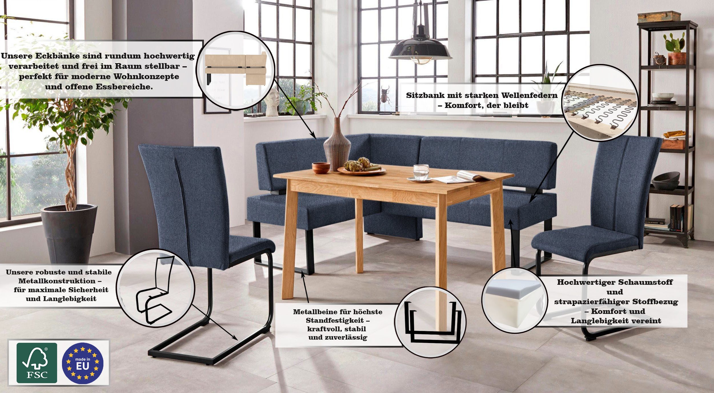 Home affaire Vrijdragende stoel Oliver Stoel belastbaar tot 120 kg (set, 2 stuks)