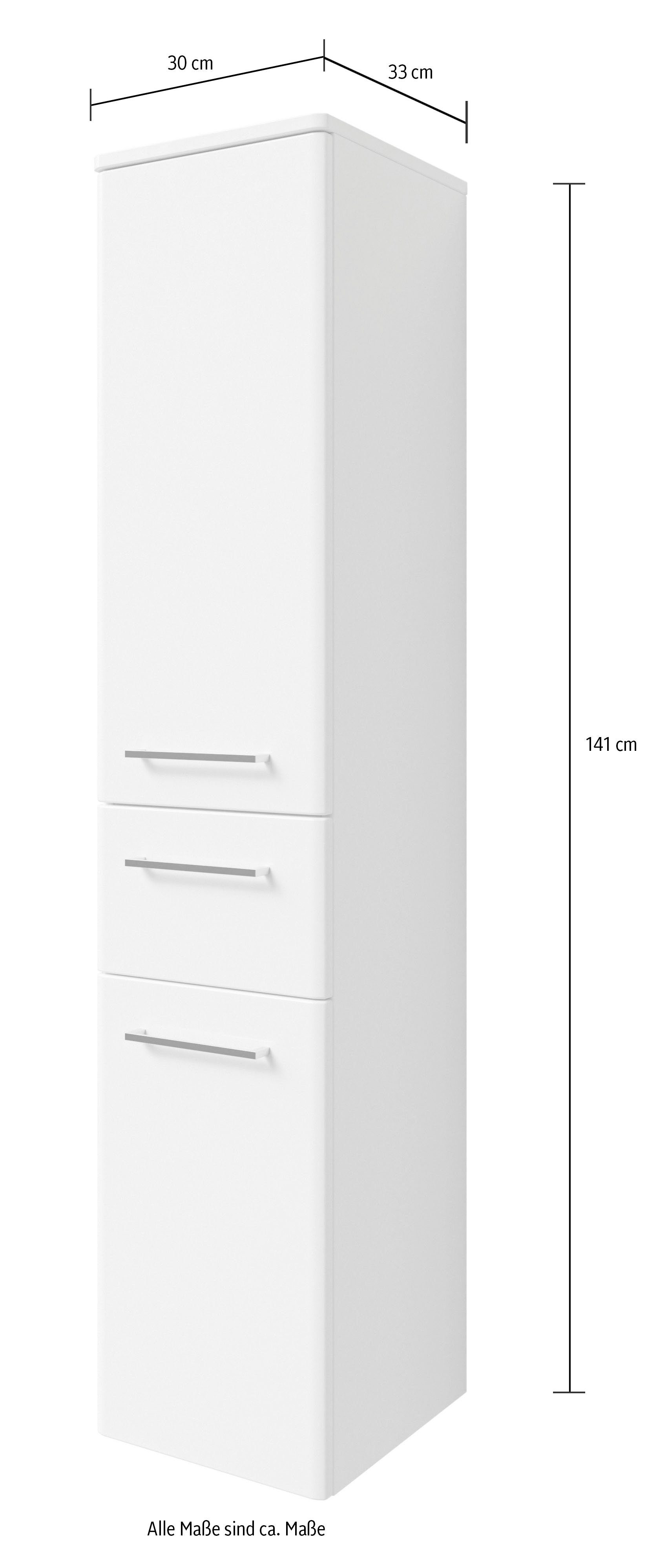 Saphir Halfhoge kast Quickset 316 Badkamermeubel 30 cm breed, 2 deuren, 1 lade Badkamer-halfhoge kast inclusief deurdemper, grepen in glanzend chroom