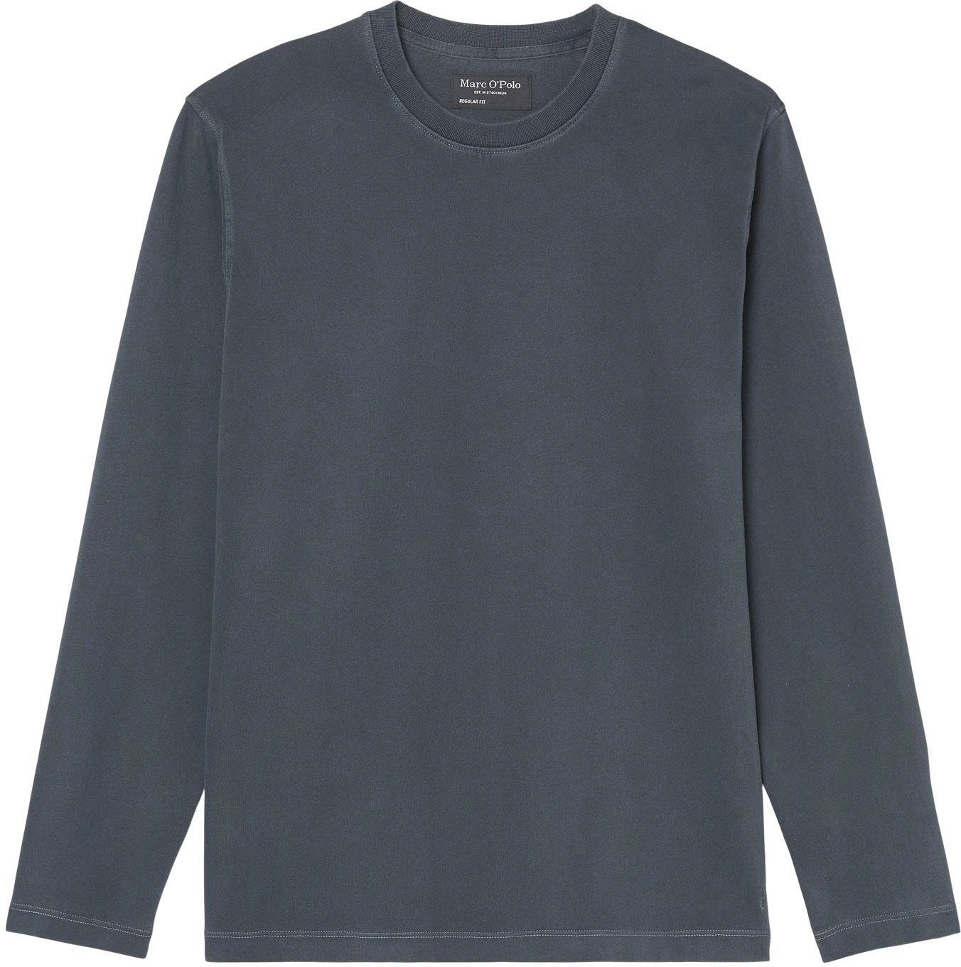Marc O'Polo Shirt met lange mouwen T-shirt, long sleeve, crew neck, embroidery heren longsleeves maat XL blauw