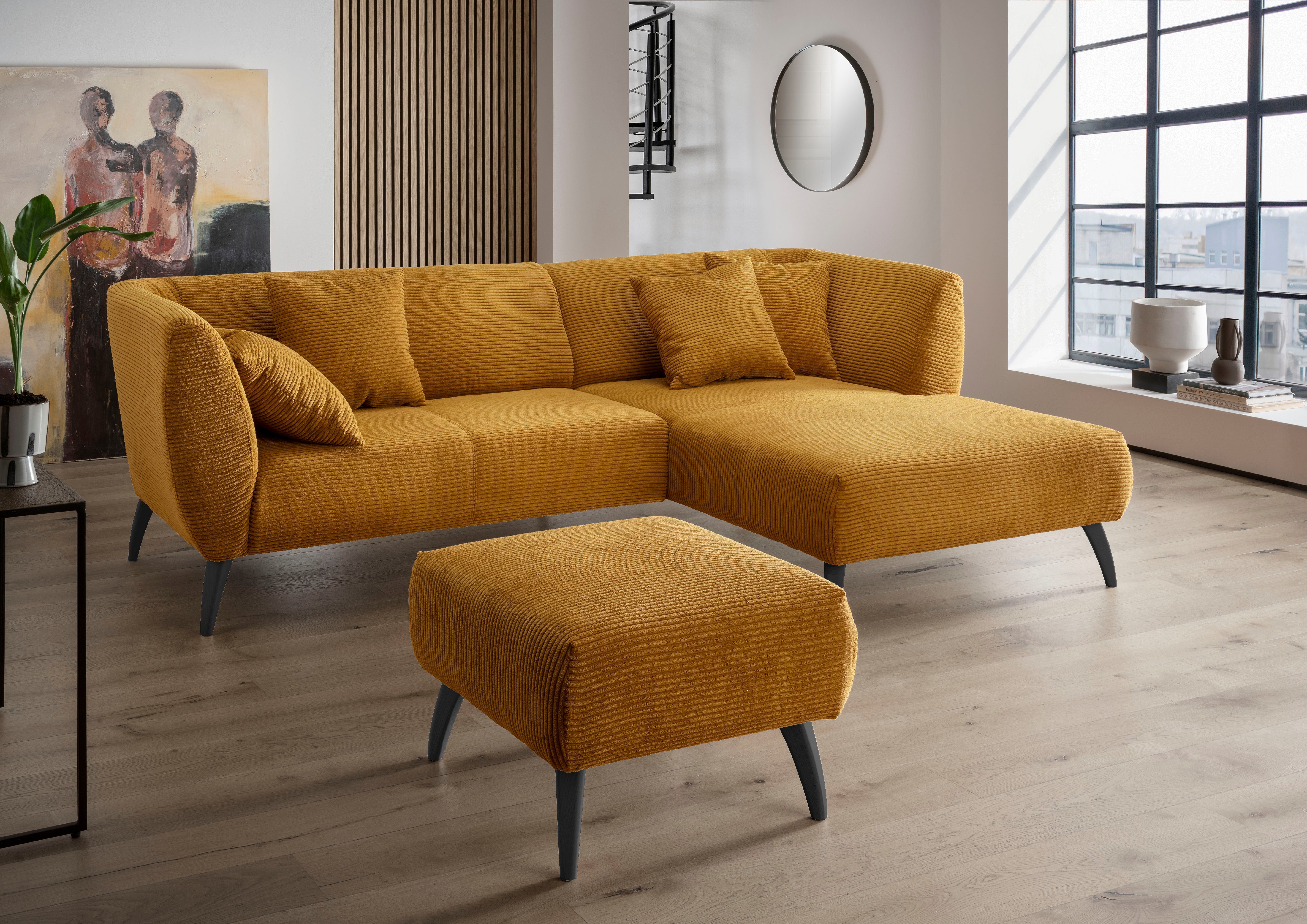 INOSIGN Hocker Colori Kleur houten poten naar keuze, verschillende stoffen, hoogwaardige stof