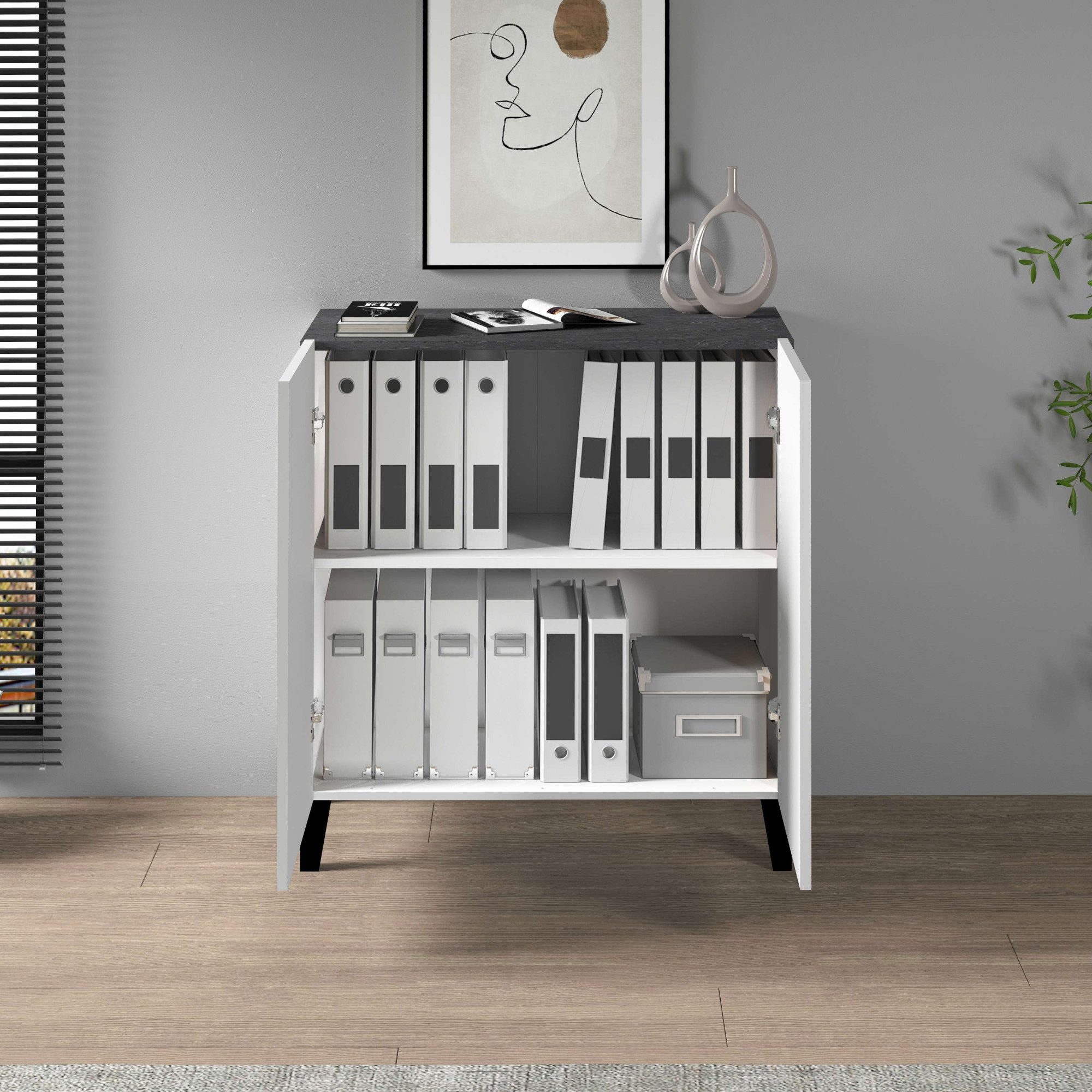 INOSIGN Archiefkast Sunrise Archiefkast, Multifunctionele kast, Bureaukast met 2 deuren & 2 vakken, breedte 79,2 cm, gemaakt in italië