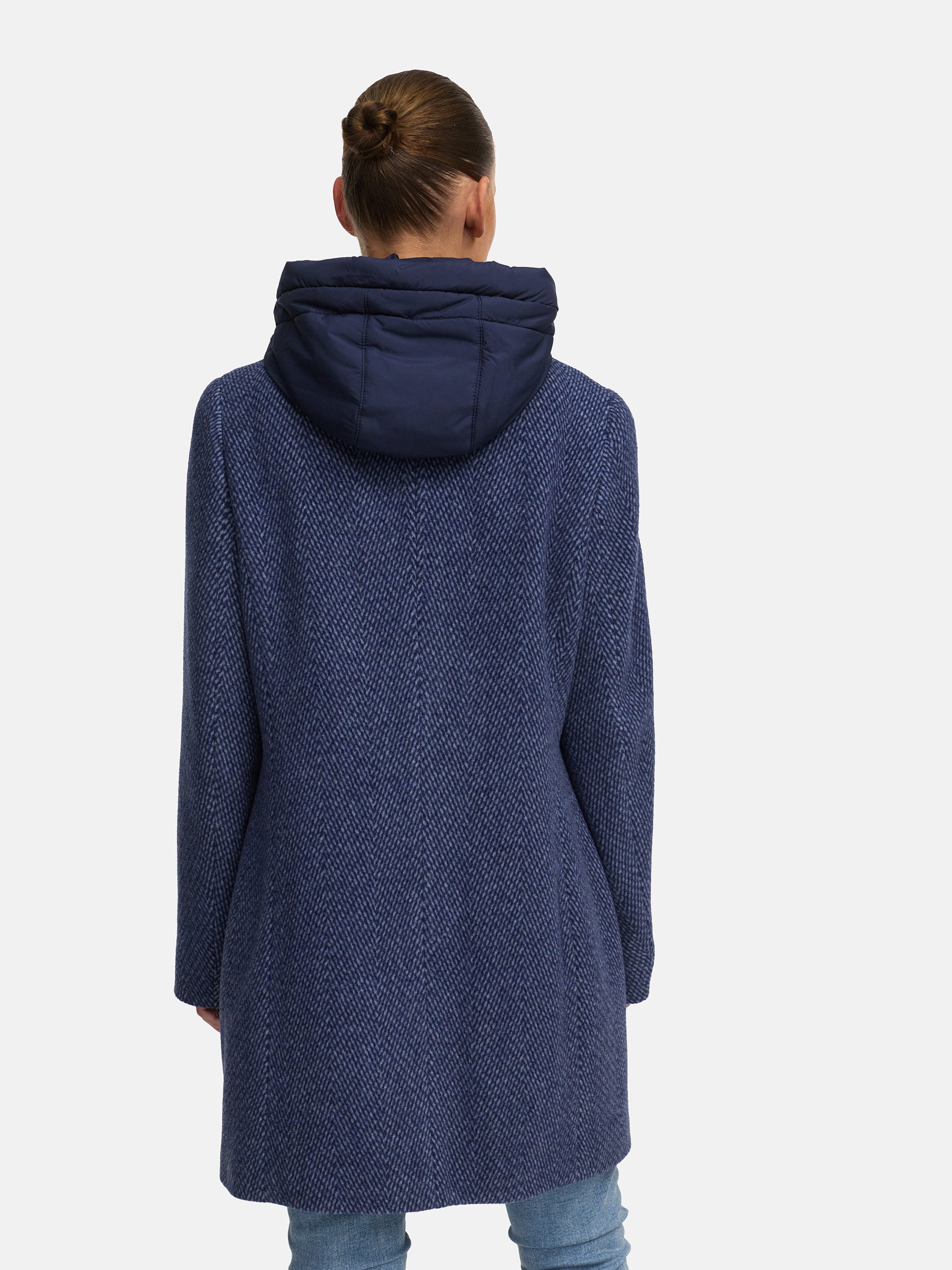 MANISA Wollen jack met opstaande kraag en capuchon, in tweed-look