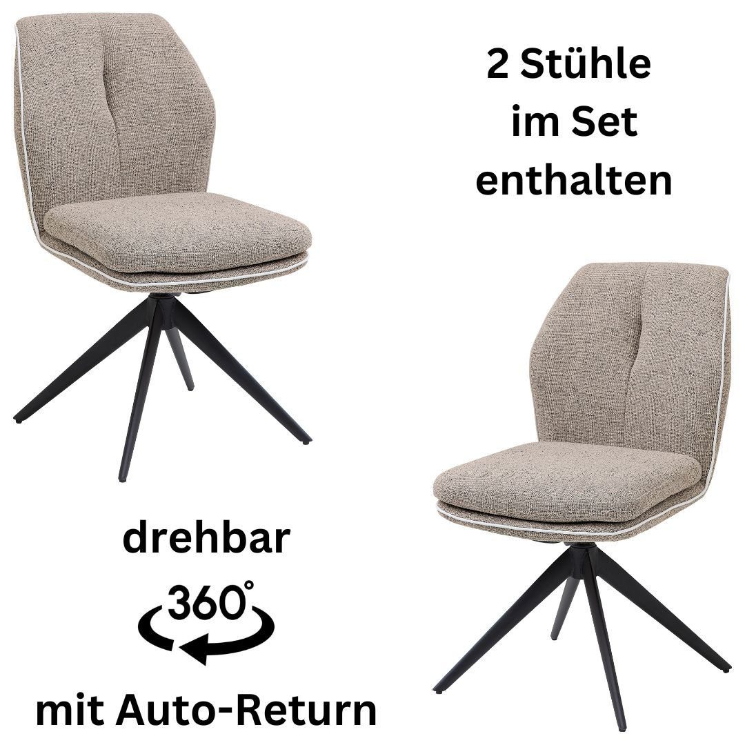OTTO Stolkom Stoel met armleuningen Enja 360 graden draaibaar met auto-return (set, 2 stuks) 4 poot stoelen bruin