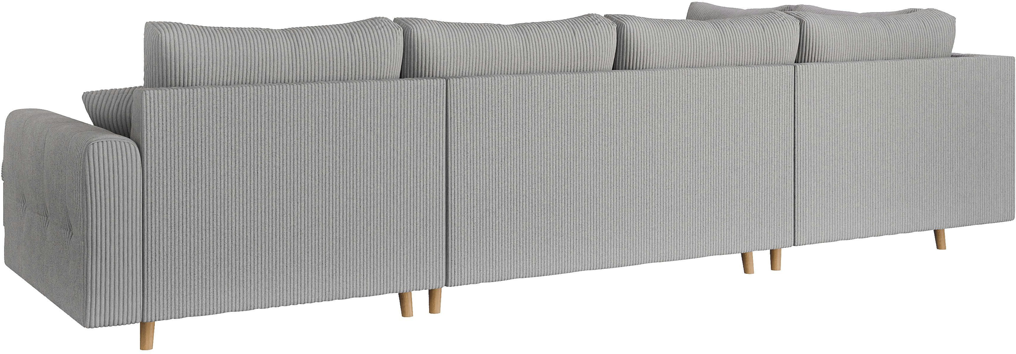 Home affaire Zithoek CHARRE U-vorm met ottomane, afmetingen B/D/H: 310/161/81 cm fijne stiksels, losse rug- en sierkussens, ook in cord en bouclé