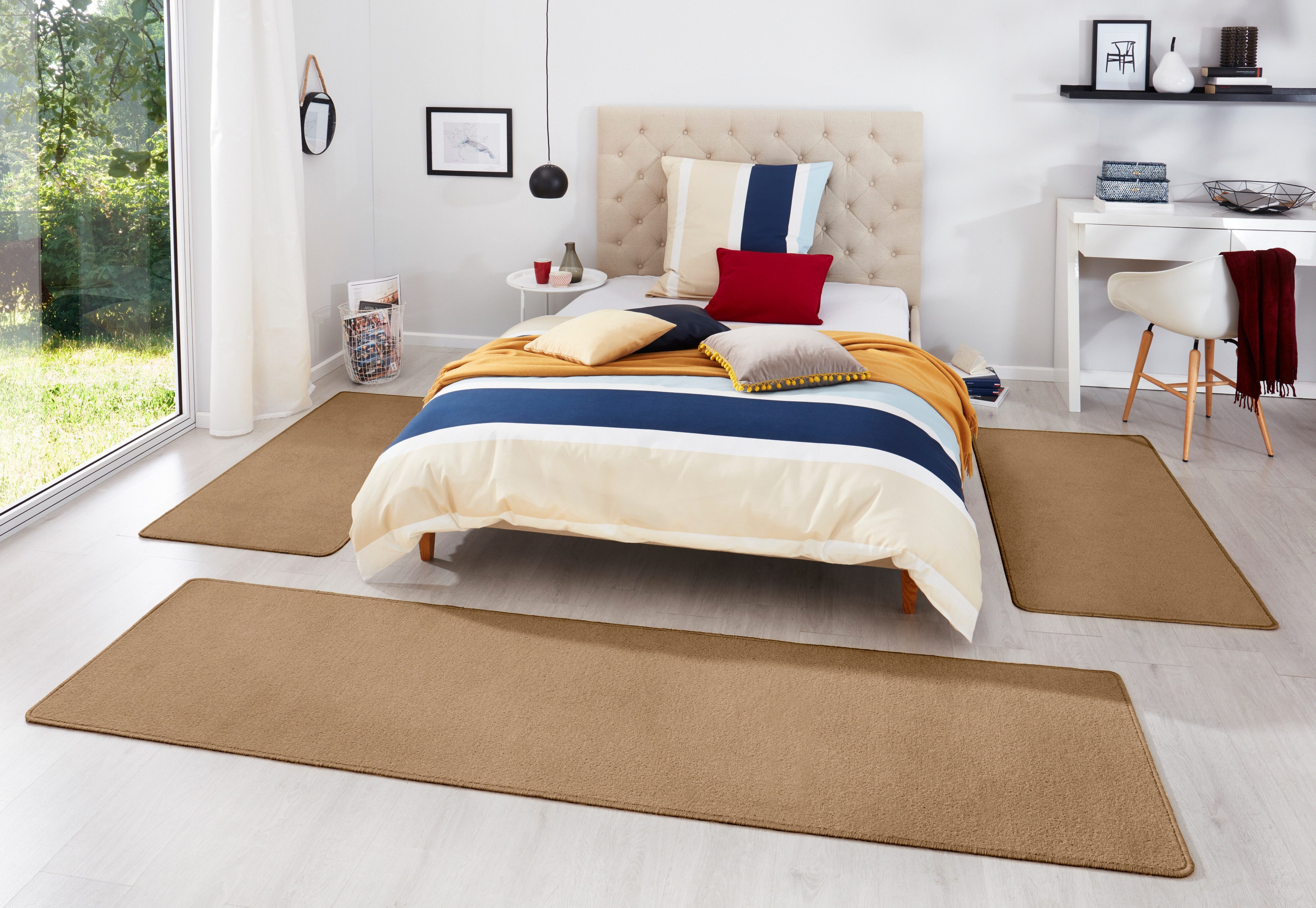 HANSE Home Set slaapkamerkleedjes Fancy Unikleur, slaapkamerkleed, 3-delige loperset voor de slaapkamer