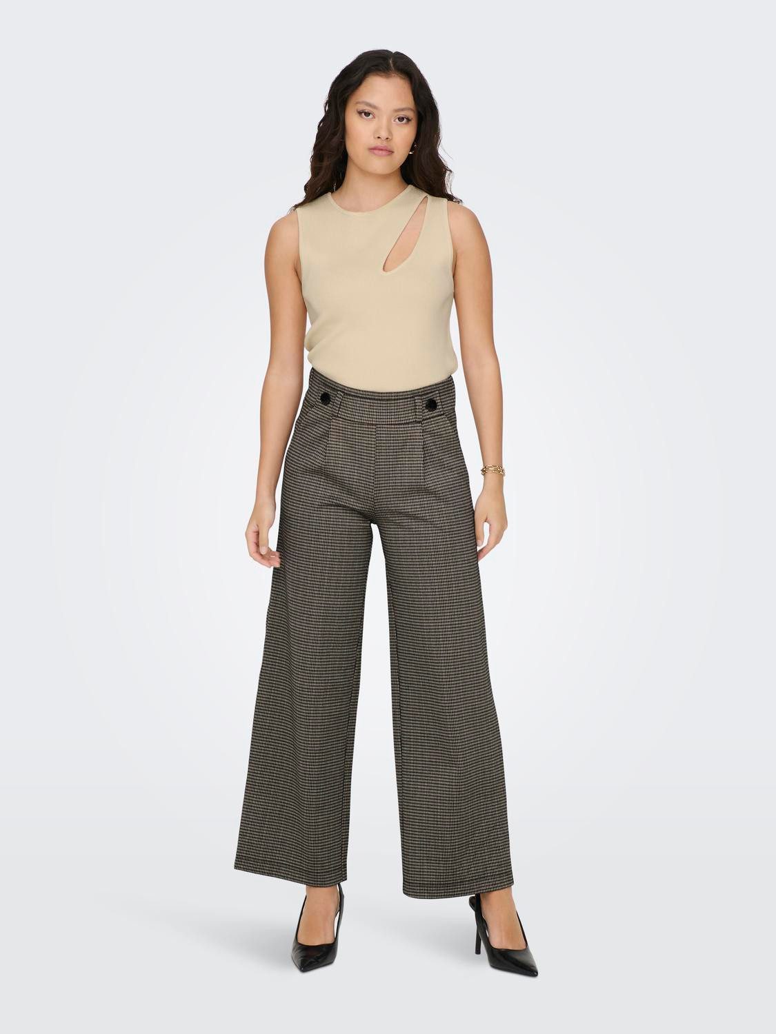 JDY Pantalon JDYGEGGO MIA LONG CHECK PANT JRS NOOS