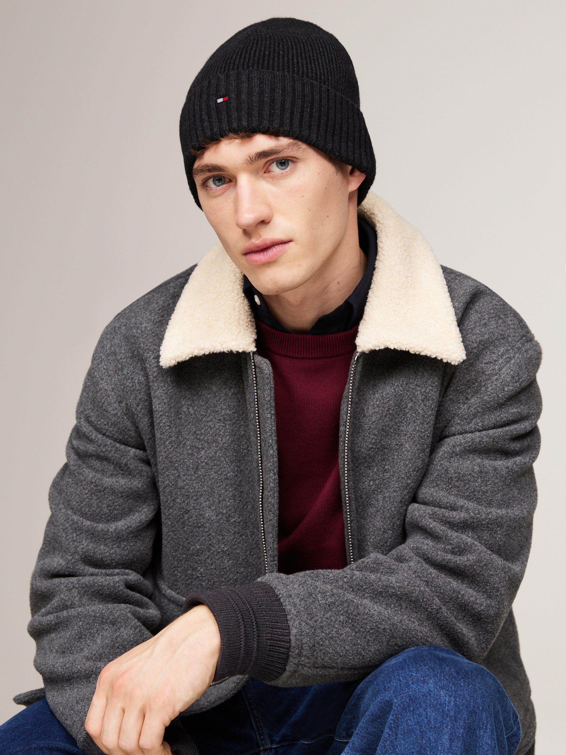 Tommy Hilfiger Gebreide muts TH FLAG PIMA COTTON BEANIE
