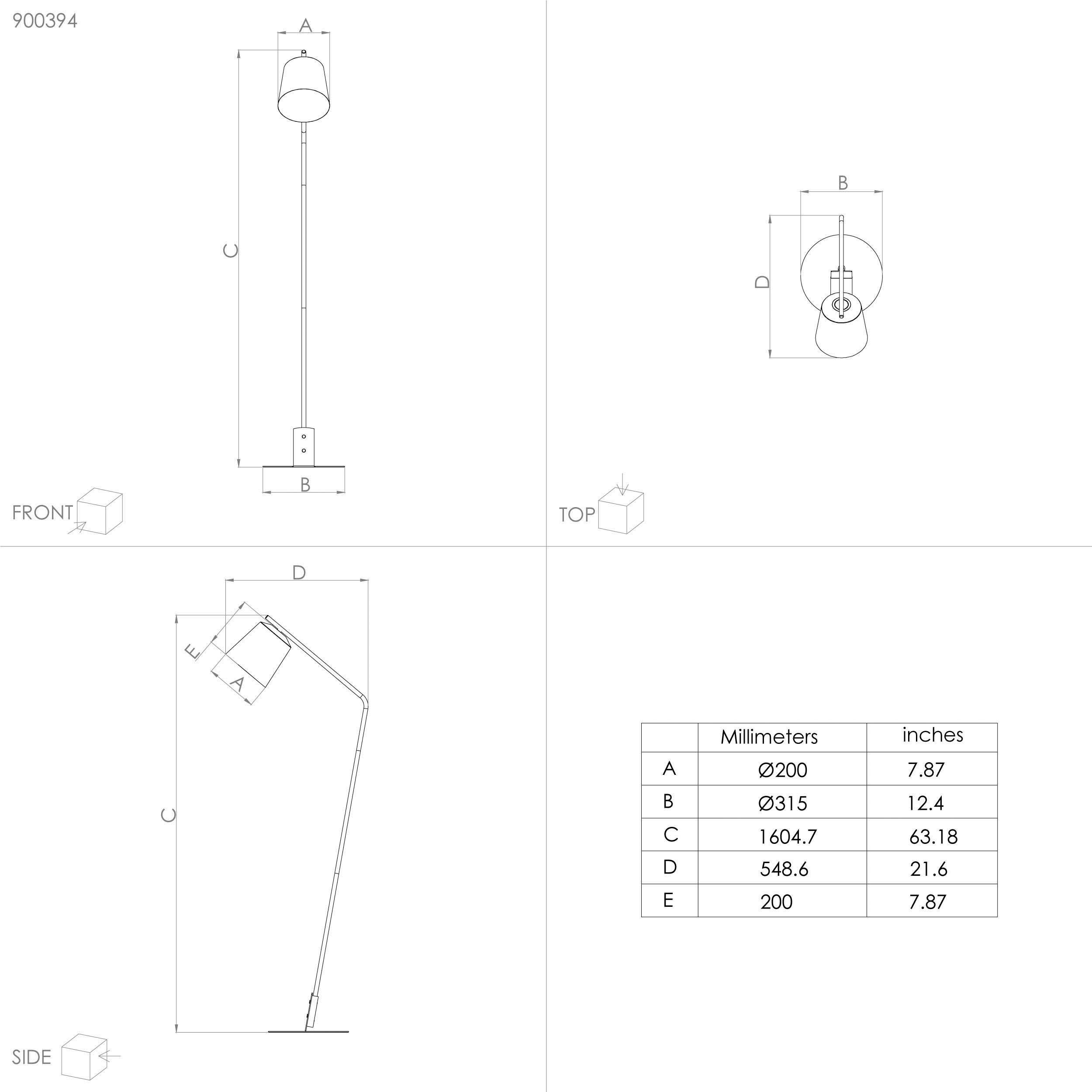 EGLO Staande lamp ONEDA Vloerlamp in zwart en wit van staal - excl. E27 - 1X40W (1 stuk)