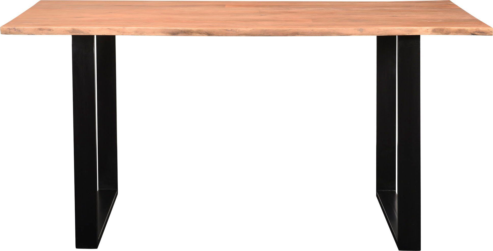 SIT Tafel met hout met schaaldeel en beugelonderstel rechthoekige tafels maat 180 cm x 76 cm x 90 cm beige