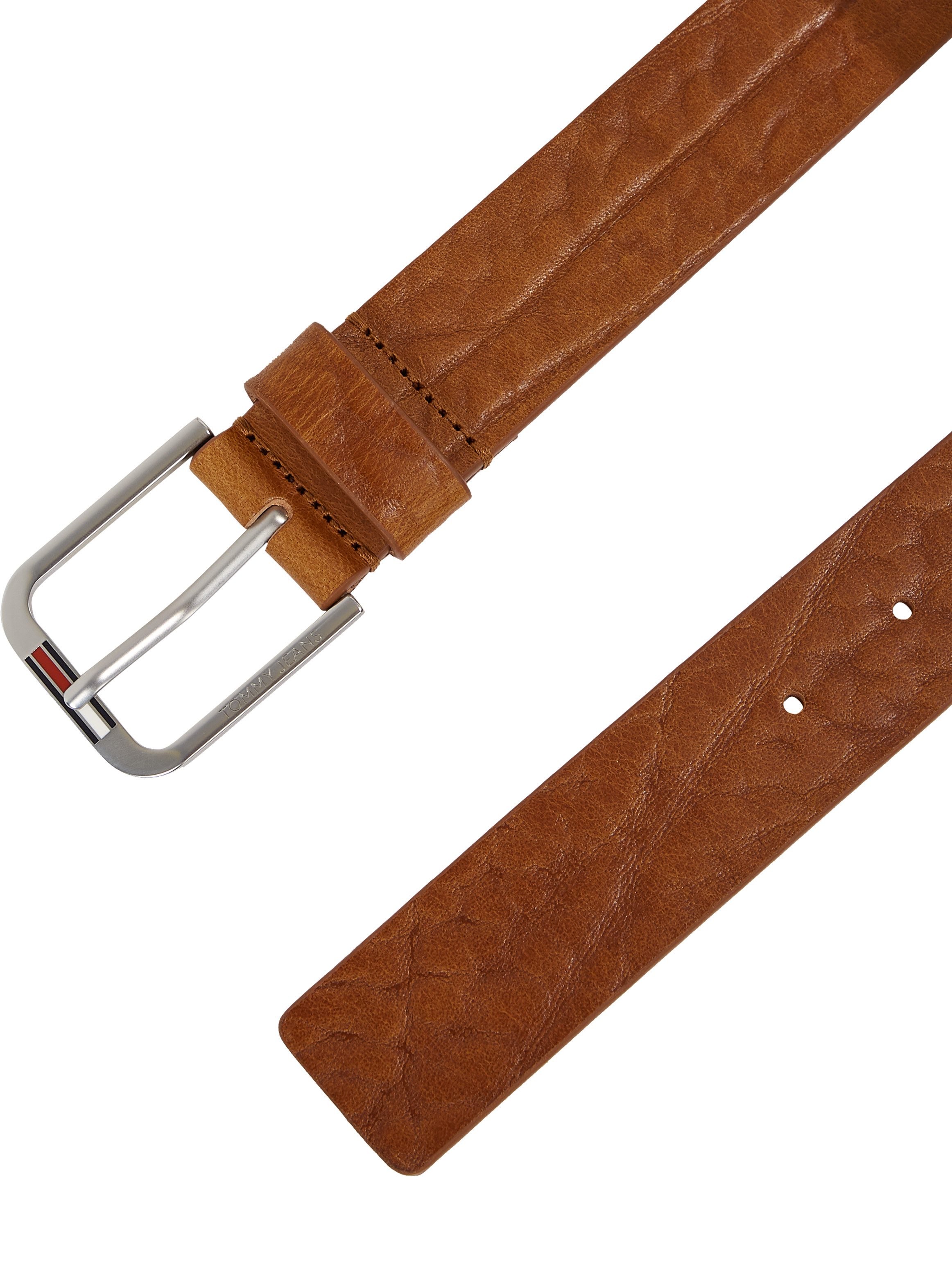 TOMMY JEANS Leren riem TJM AUSTIN TEXTURE 3.5 Label op de sluiting, nerf leer