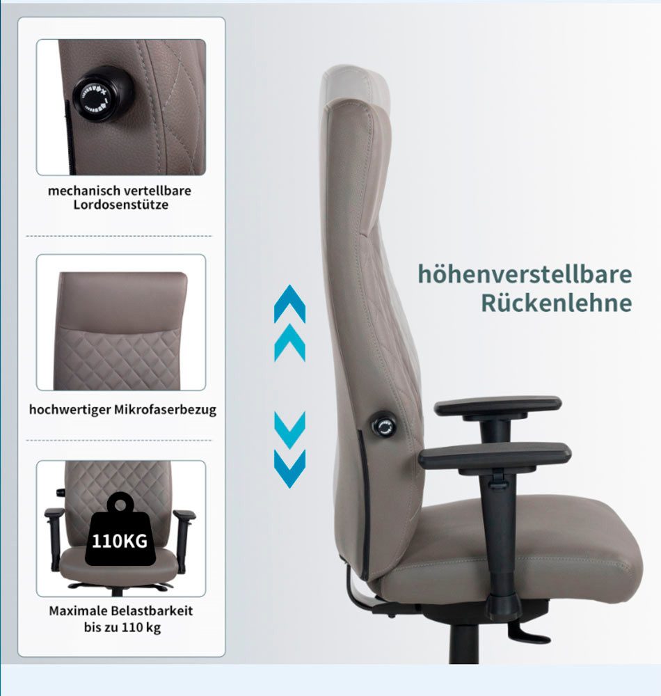 Places of Style Bureaustoel TEOR 3-d armleuningen, zitdiepte- en hoogteverstelling, lendensteun (1 stuk)