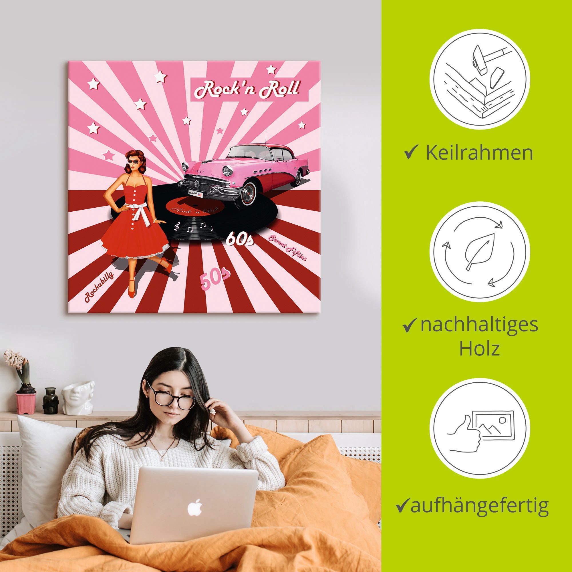 Artland Artprint Rock'n roll van de jaren 50 als artprint van aluminium, artprint voor buiten, artprint op linnen, poster, muursticker